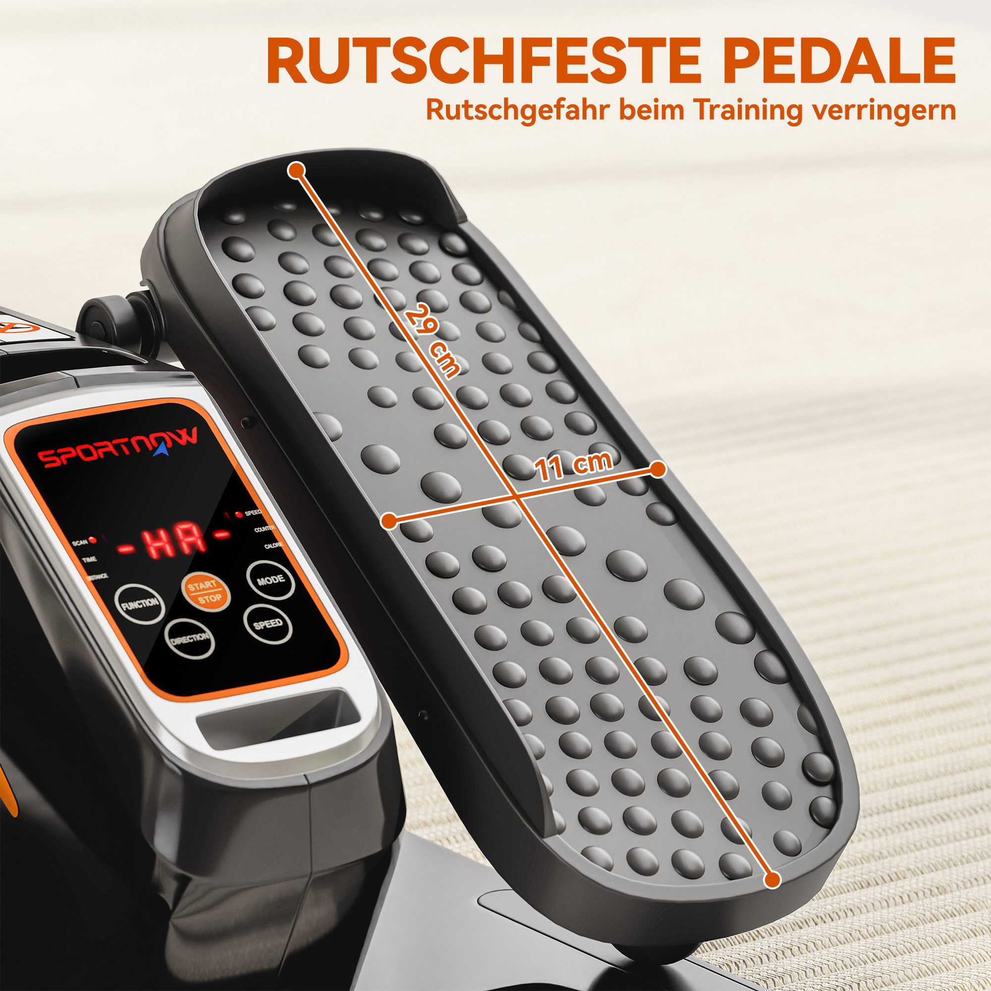 SPORTNOW Ellipsentrainer mit Fernbedienung, LED-Display, 12 Geschwindigkeiten (Leise Tragbar Pedaltrainer, 1-tlg., Untertisch Elektrischer Crosstrainer), für Senioren Büro