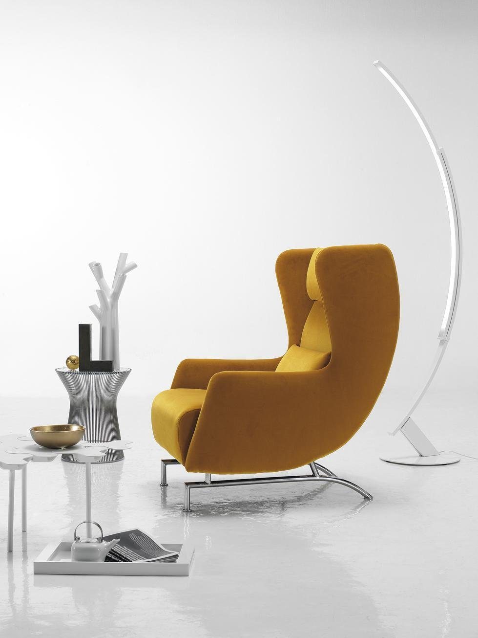 JVmoebel Sessel Sessel Sitz Einsitzer Design Gelb Polster Wohnzimmer Möbel Ohrensessel (Sessel), Made in Europe