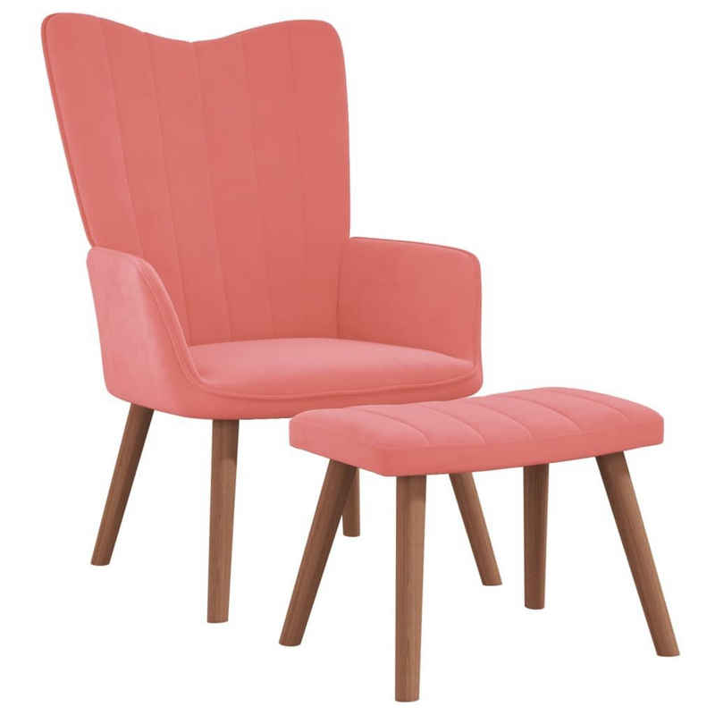 vidaXL Sessel Relaxsessel mit Hocker Rosa Samt (1-St)