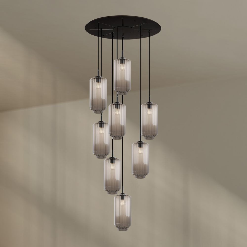 s.luce Pendelleuchte Velo Galerieleuchte 8-flg Ø 80cm Baldachin Ø 18cm Klar