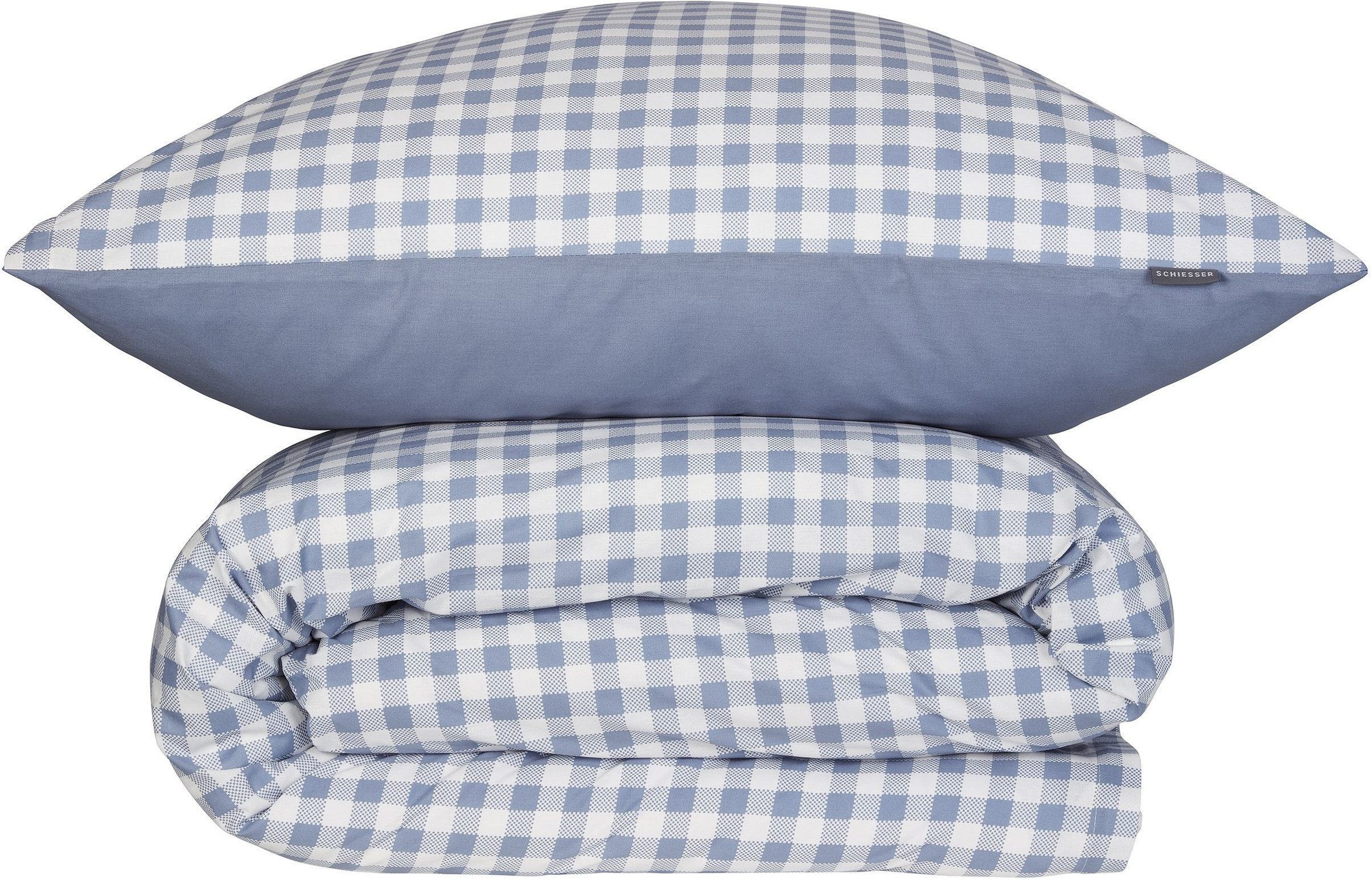 Schiesser Wendebettwäsche Vichy aus weicher Baumwolle mit Karos, Renforcé, 2 teilig, OEKO-TEX® MADE IN GREEN