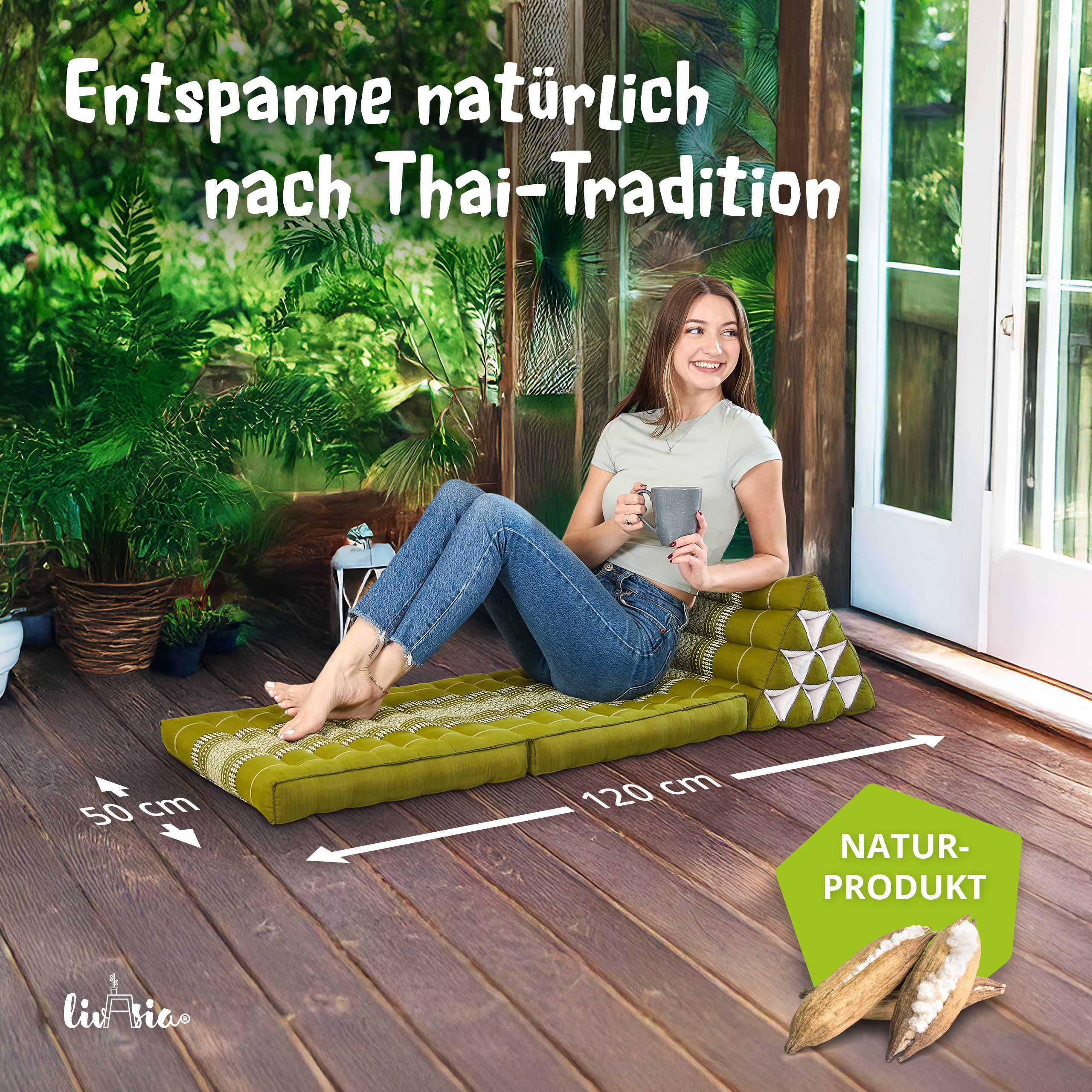 livasia Sitzsack Thaikissen 2 Auflagen, vegan und handgefertigt, 120x50x8cm günstig online kaufen