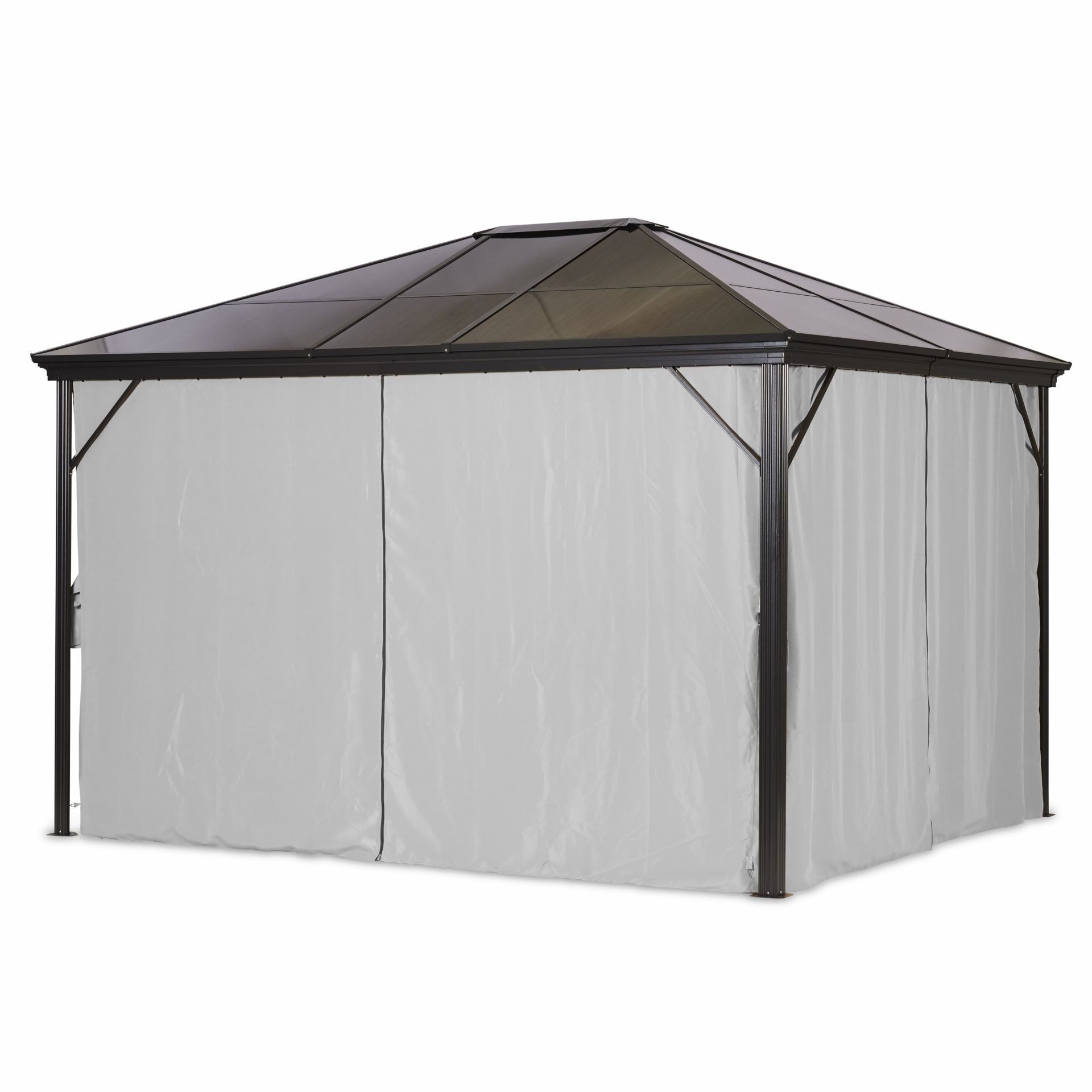 Leco Pavillon / Profi Metall-Gartenüberdachung, mit 4 Seitenteilen, (in lichtgrau), 300 x 365 cm