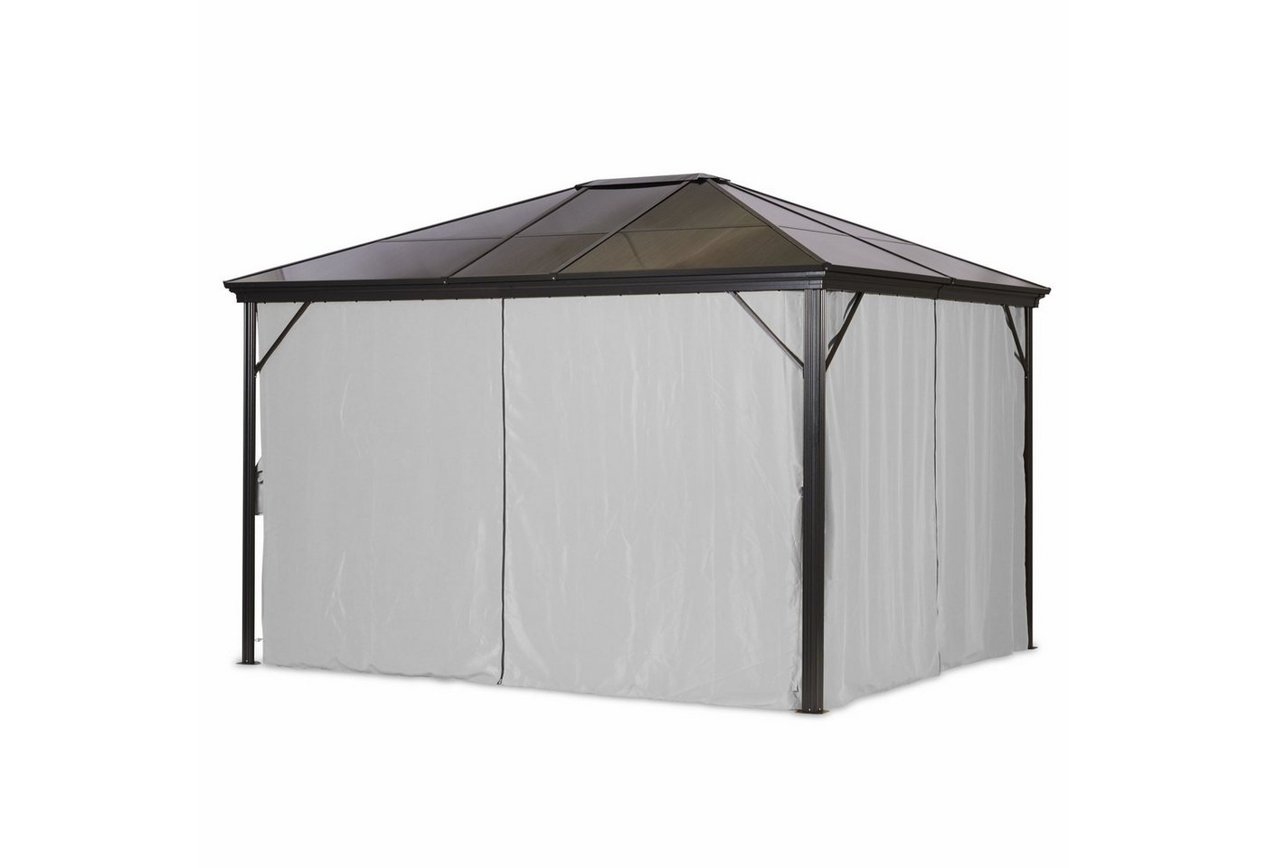 Thumbnail - Leco Pavillon Profi Metall-Gartenüberdachung, graues Dach, mit 4 Seitenteilen, (graues Dach/ Seitenteile in lichtgrau), ...