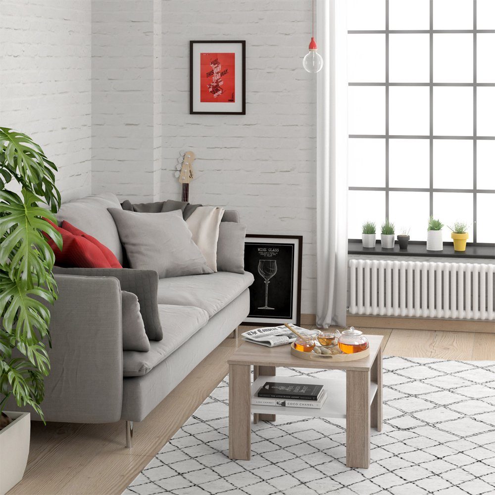 Vicco Couchtisch Homer, Sonoma/Weiß, 60 x 60 cm (1-St)
