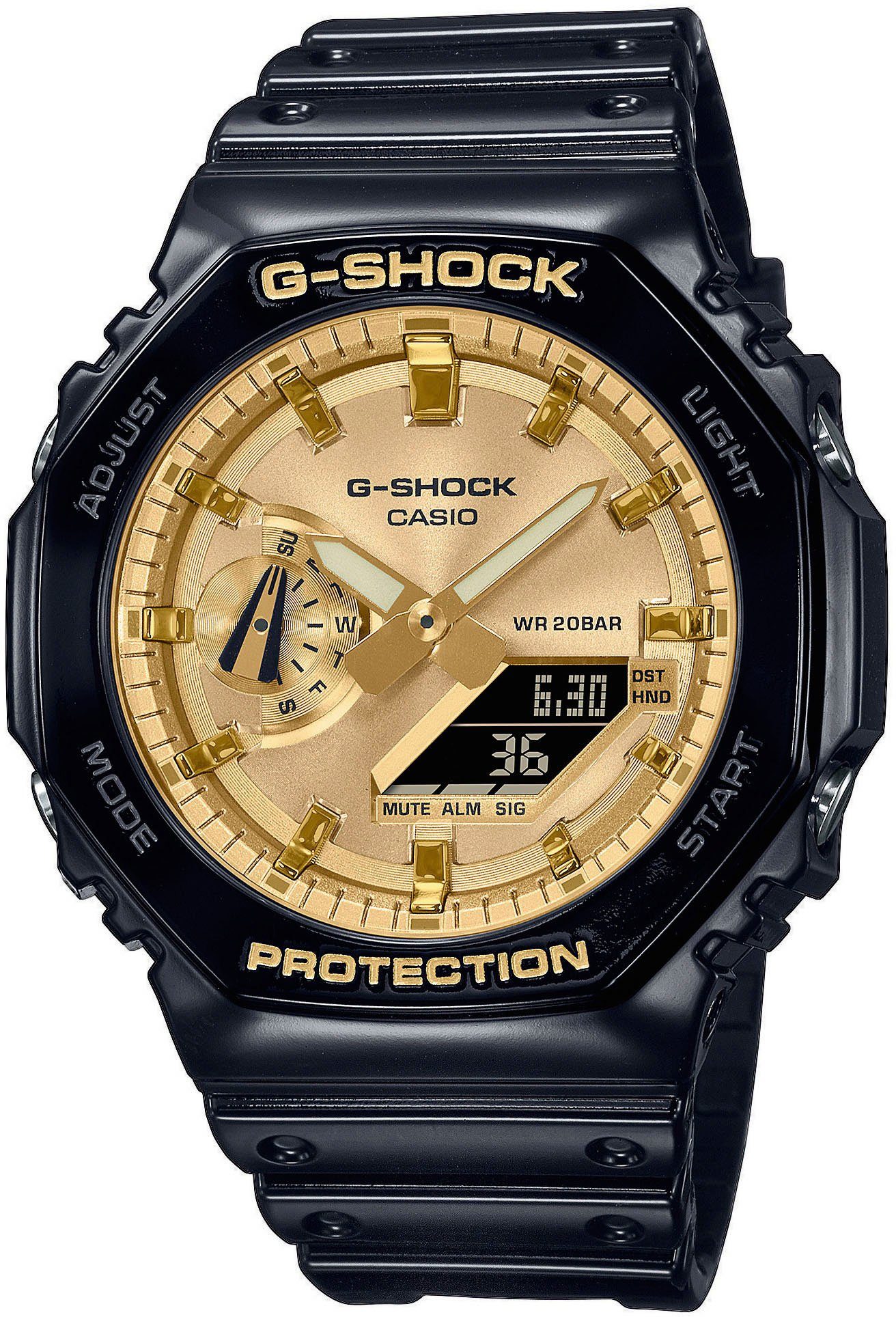 CASIO G-SHOCK Chronograph GA-2100GB-1AER, Quarzuhr, Armbanduhr, Herrenuhr, digital, bis 20 bar wasserdicht