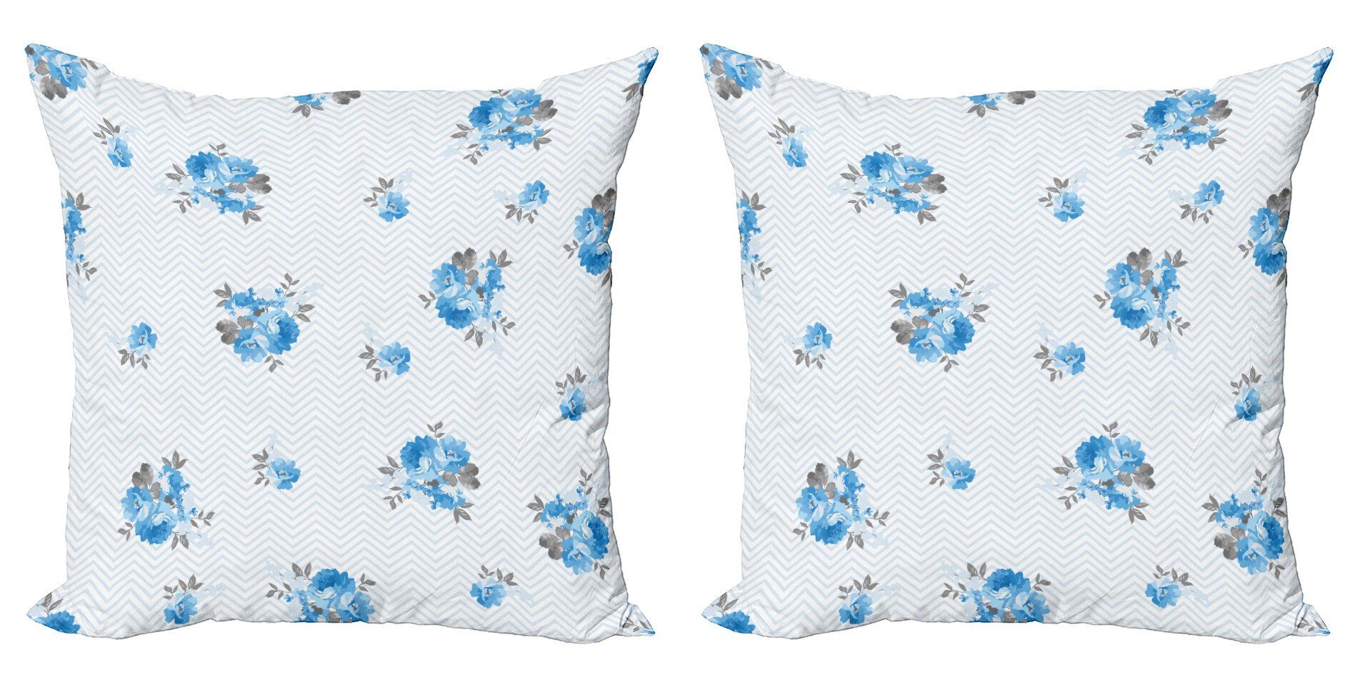 Kissenbezüge Modern Accent Doppelseitiger Digitaldruck, Abakuhaus (2 Stück), Rose Blaue Farbe Romantische Blume