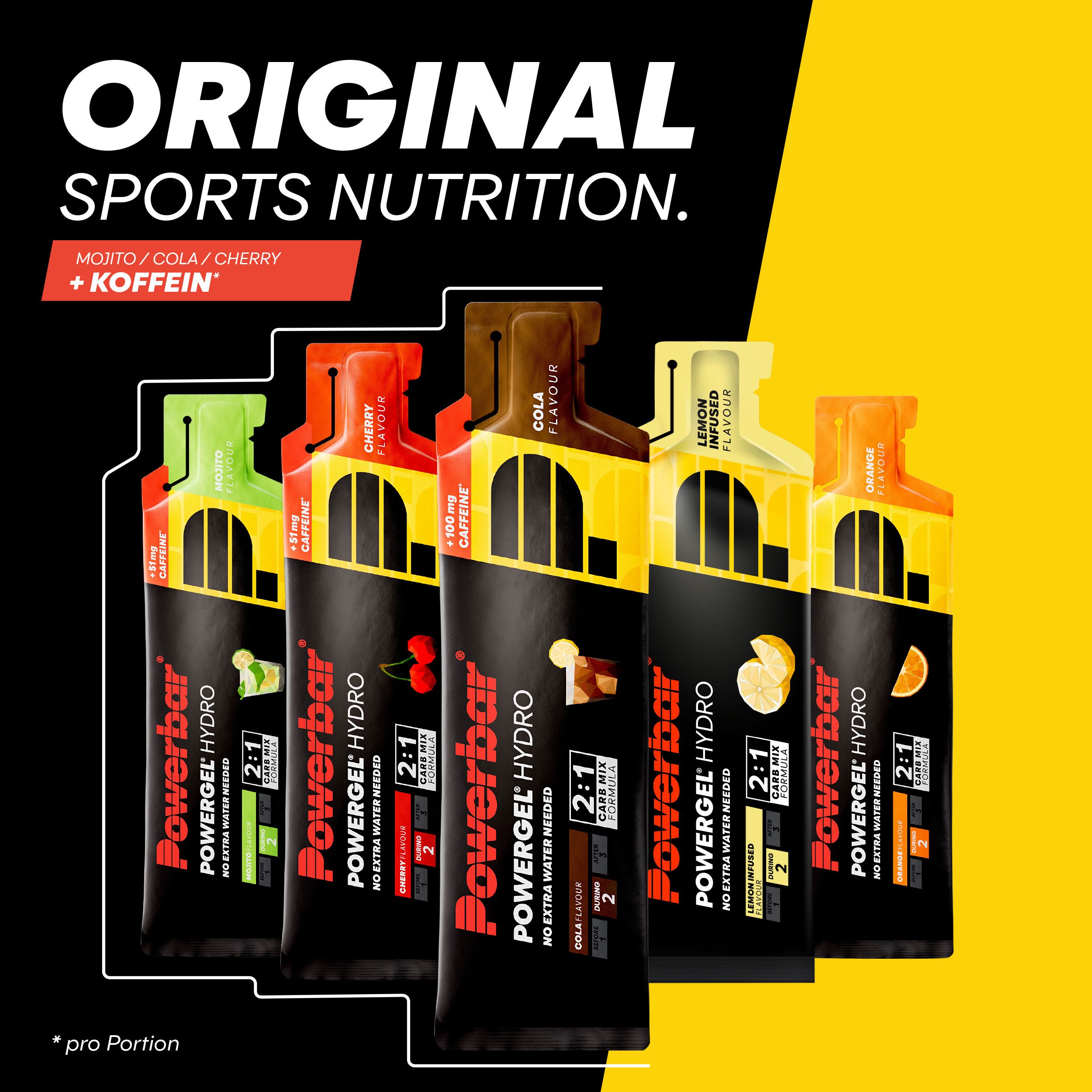 PowerBar PowerGel Hydro Cola 9x67ml High Carb Energie Gel Natrium 100mg Koffein Gel, 24 St., 1608 ml, vegan