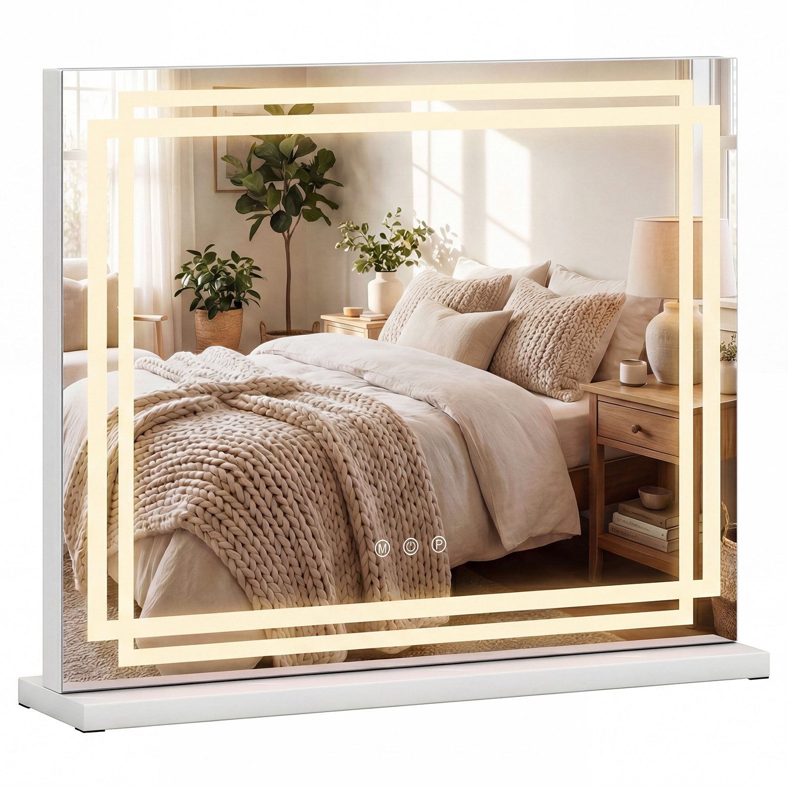 COSTWAY Schminkspiegel (1-St), LED Hollywood Spiegel, mit 3-farbigen dimmbaren Modi, 58x48cm