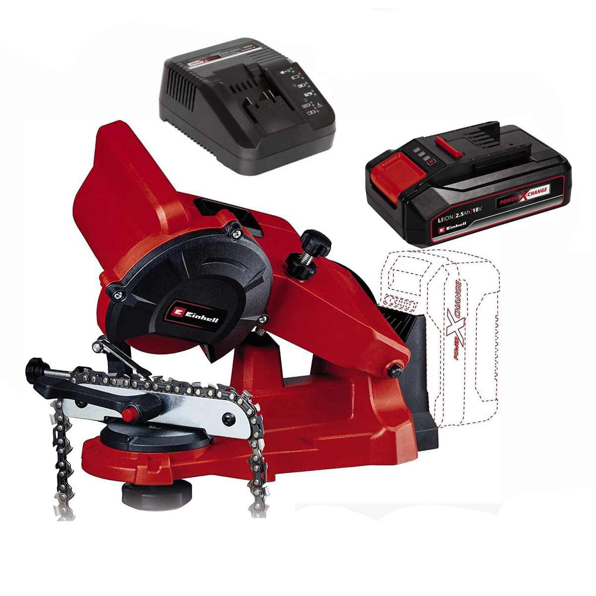Einhell Sägekettenschärfgerät Sägekettenschärfgerät GE-CS 18 Li – 18V +Akku 2.5 Ah / Ladegerät