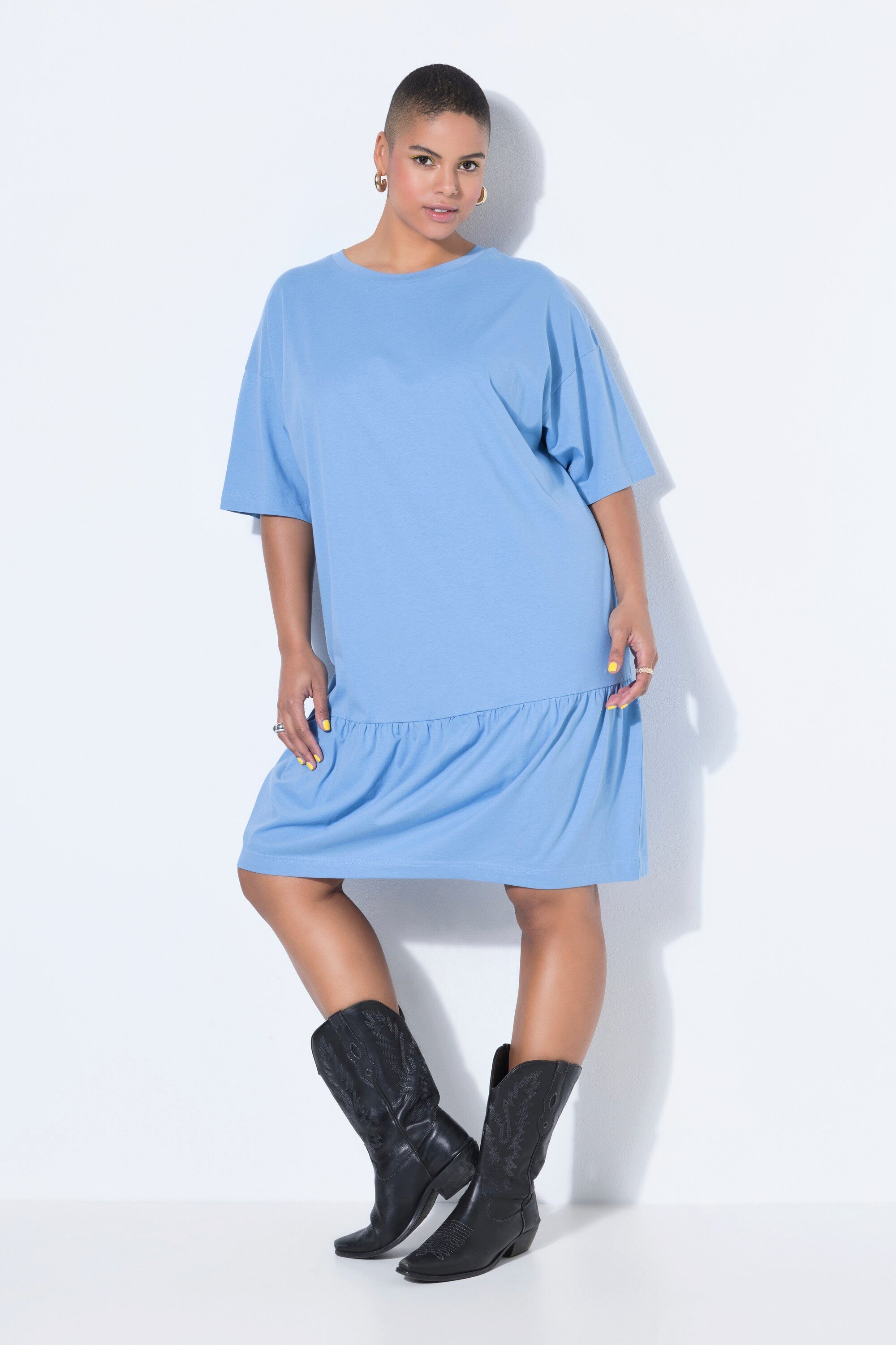 Studio Untold Jerseykleid Jerseykleid A-Linie Saumvolant Halbarm
