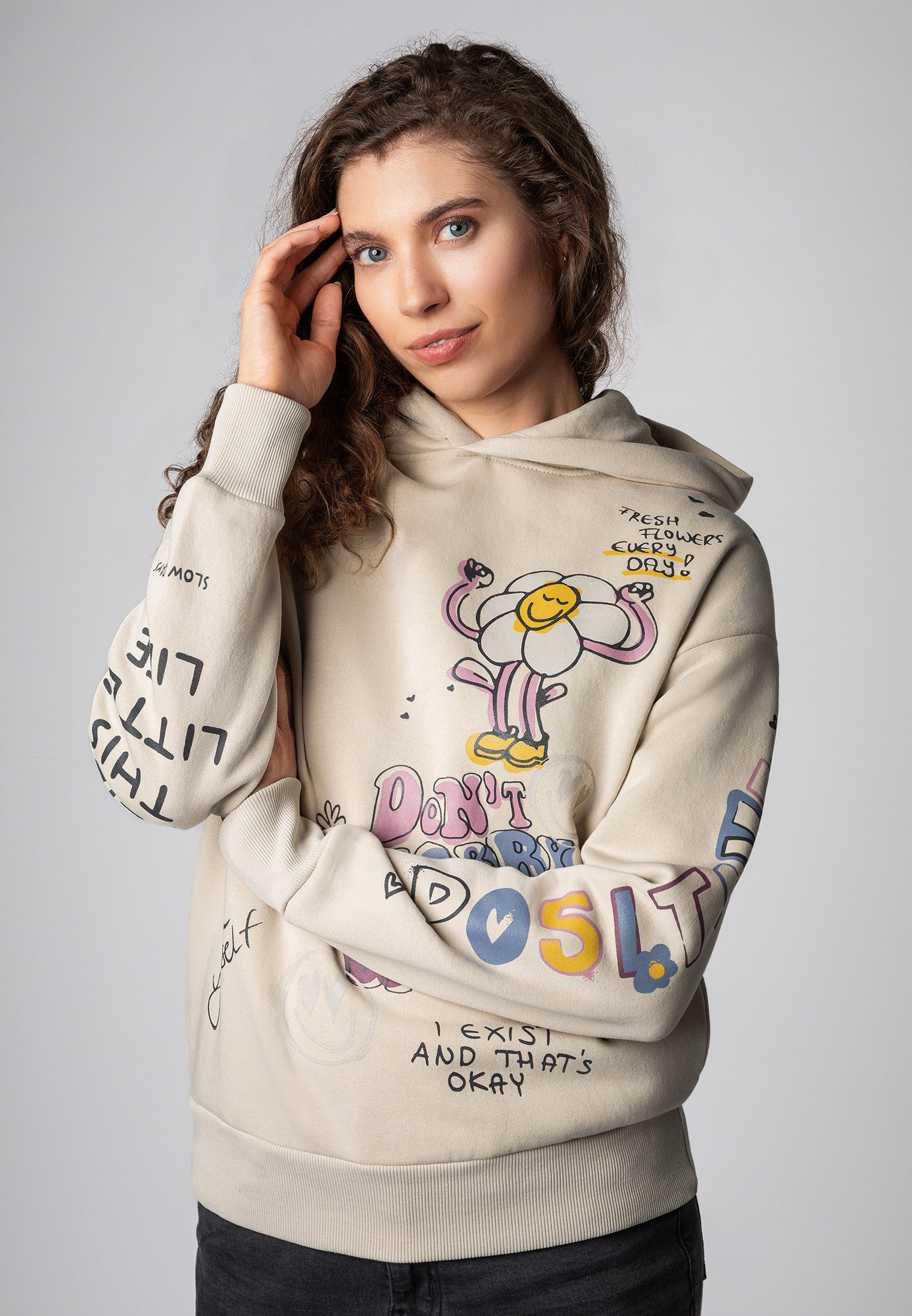 SUBLEVEL Kapuzenpullover Damen Hoodie mit auffälligen günstig online kaufen