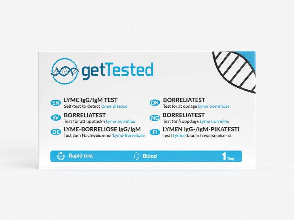 GetTested International AB Unverträglichkeitstest Borreliose-Test (IgG/IgM), 2 Messparameter, Testkit, 1-tlg., Borreliose Bluttest für zuhause, Borreliose IgG/IgM Test mit Ergebnis nach ca. 10 Minuten