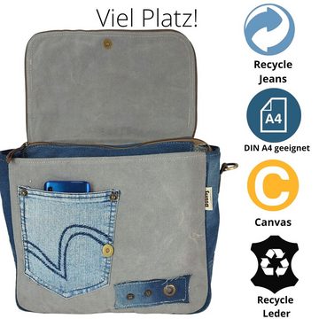 Sunsa Umhängetasche Messenger Tasche aus recycelten Jeans und schwarze Canvas. Vintage Retro Still Crossbody Bag, Aus rececelten Materialien