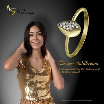 GoldDream Goldring GDR506YX GoldDream Gelbgold Damenring Blatt 8Kt (Fingerring), Damen Ring Blatt aus 333 Gelbgold - 8 Karat, Farbe: gold, weiß