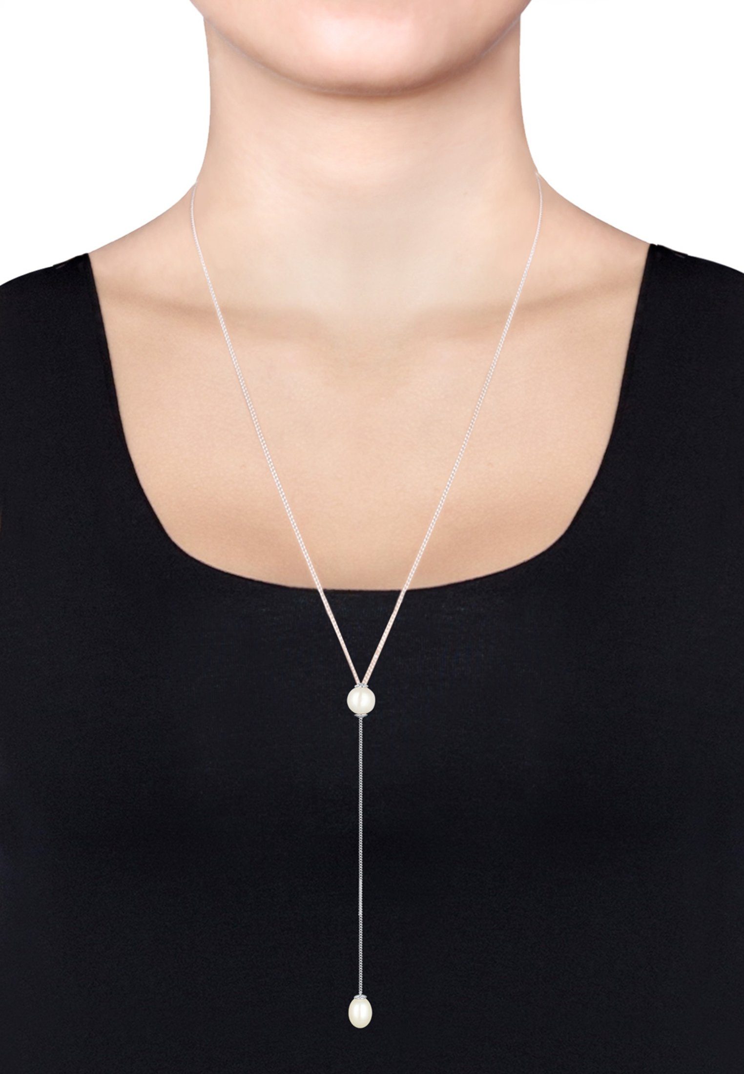 Elli Perlenkette Y-Kette Süßwasserzuchtperle Weiß 925 Sterling Silber – Bild 5 von 5