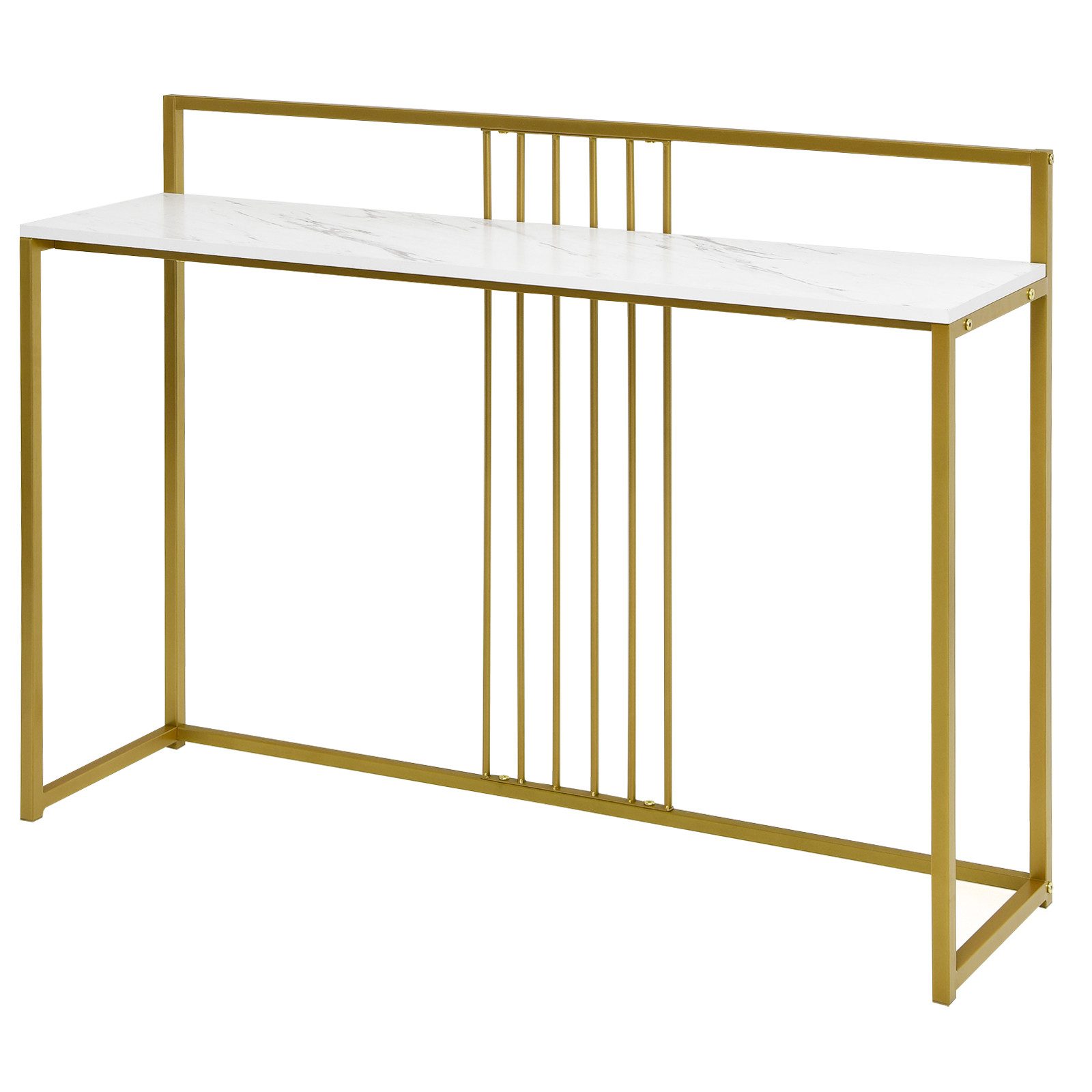 COSTWAY Konsolentisch, Marmoroptik, goldfarbenes Metallgestell, 120cm günstig online kaufen
