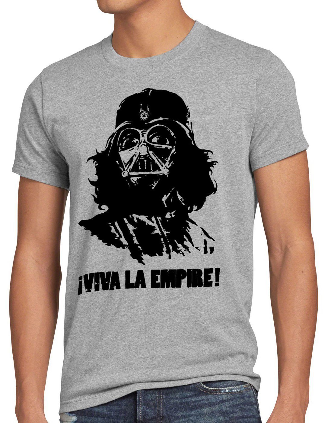 style3 Print-Shirt Herren T-Shirt Viva Imperium star vader revolution che guevara wars darth kuba grau meliert