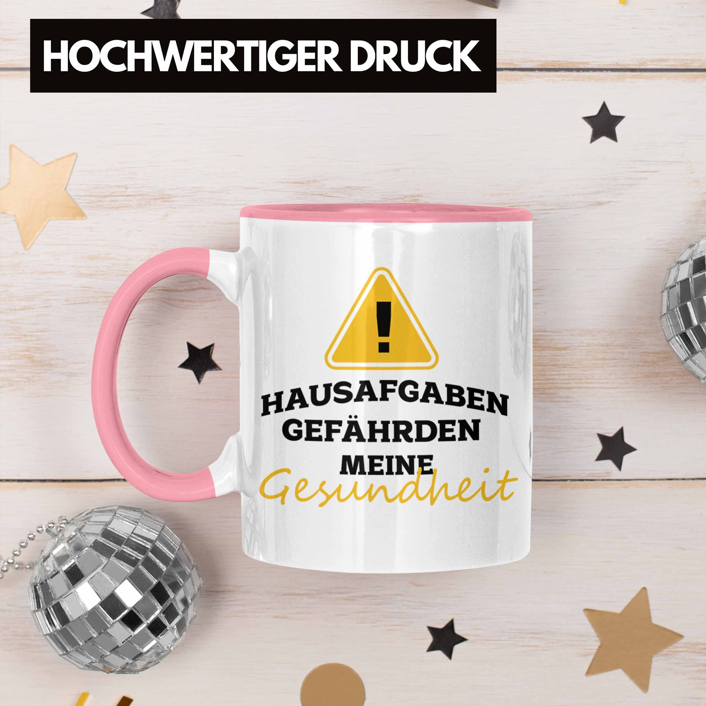 Tasse Rosa "Hausaufgaben S Tasse Geschenk gefährden meine für Trendation Lustige Gesundheit"