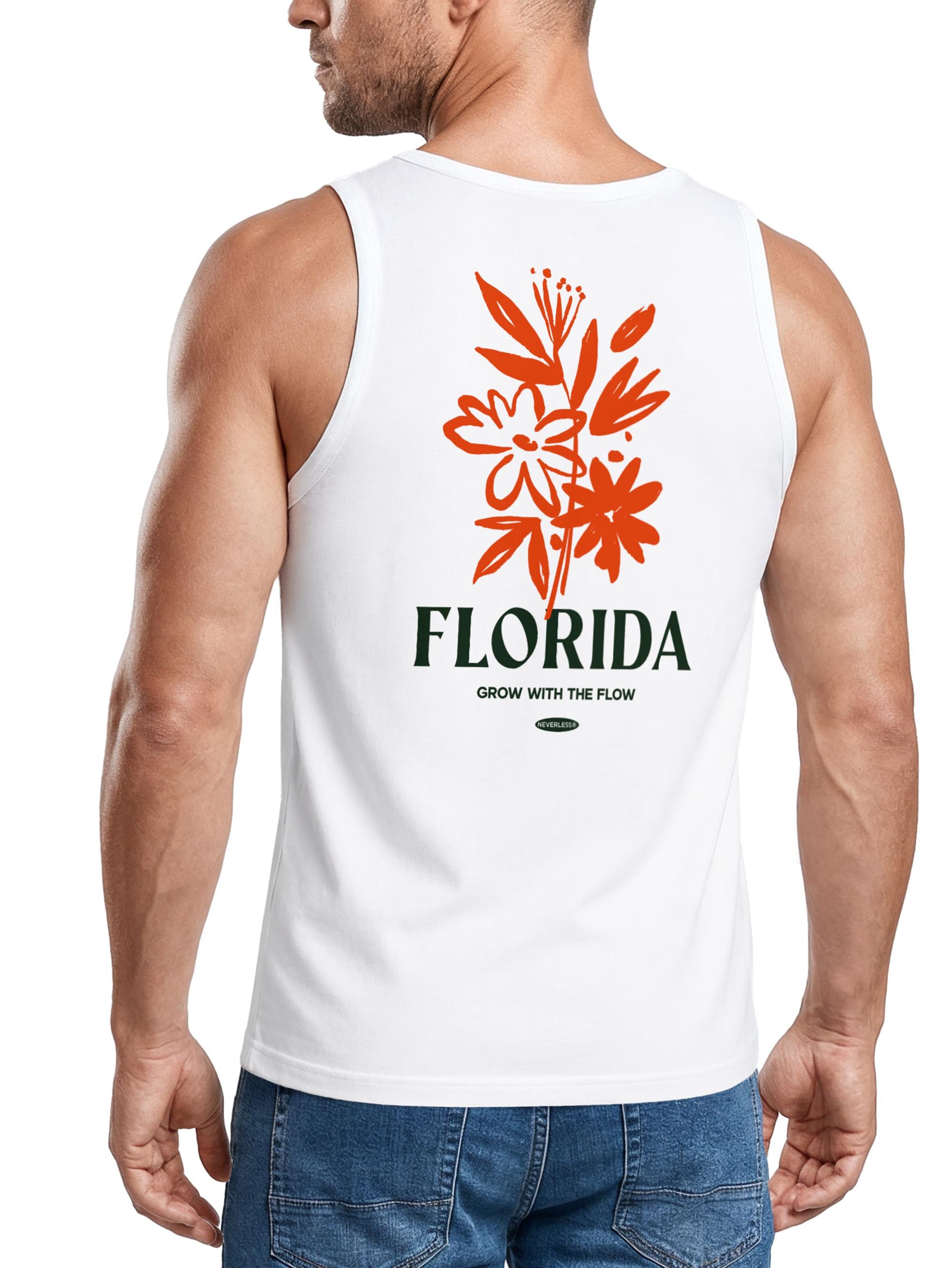 Neverless Tanktop Herren Tanktop mit Grafik-Print Rückendruck - Florida Flowers - mit Print