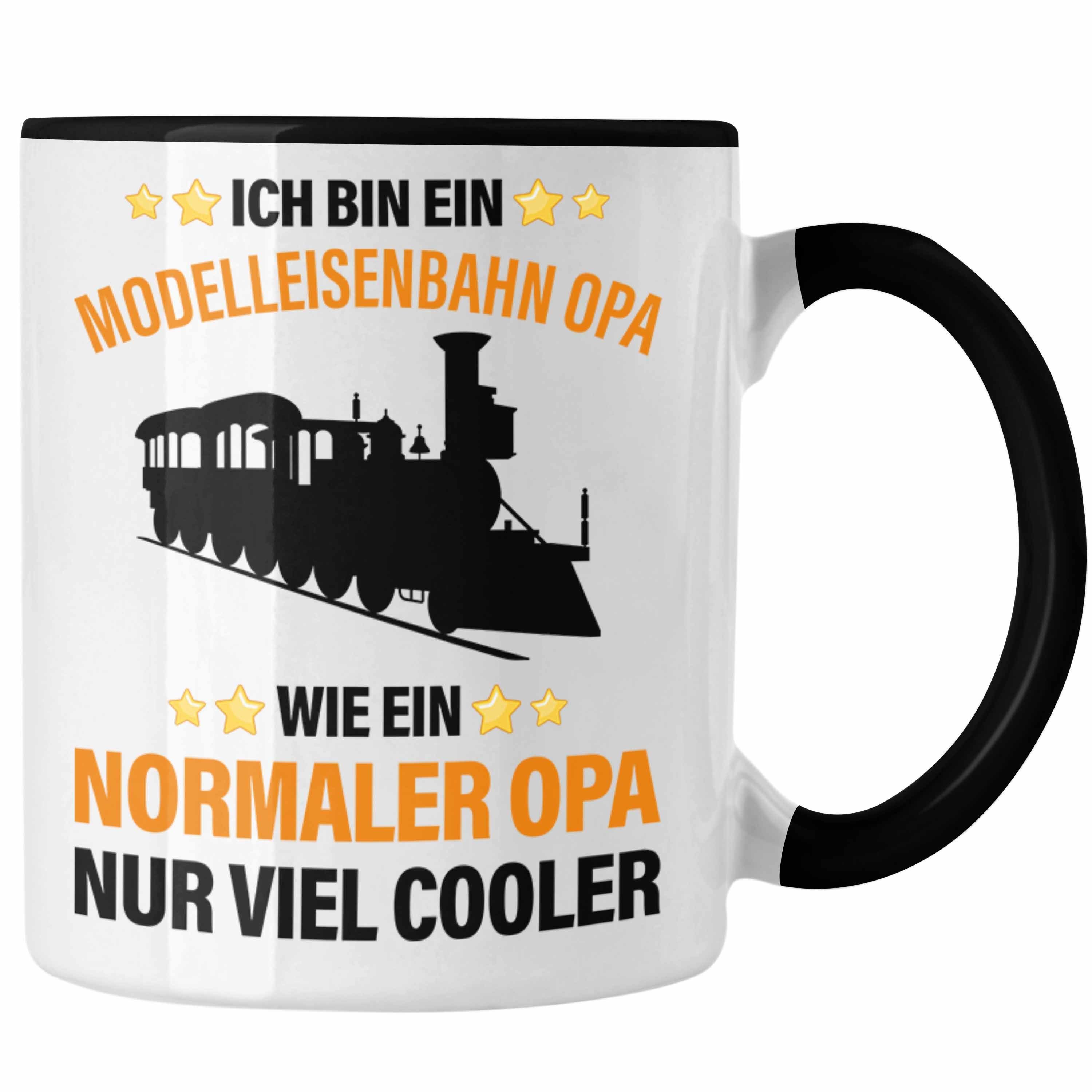 Trendation Trendation Rentner Spruch Geschenk Tasse Tasse Modeleisenbahn Opa Eisenbahn Dampflokomotive Schwarz Geschenkidee Opa - Geschenk