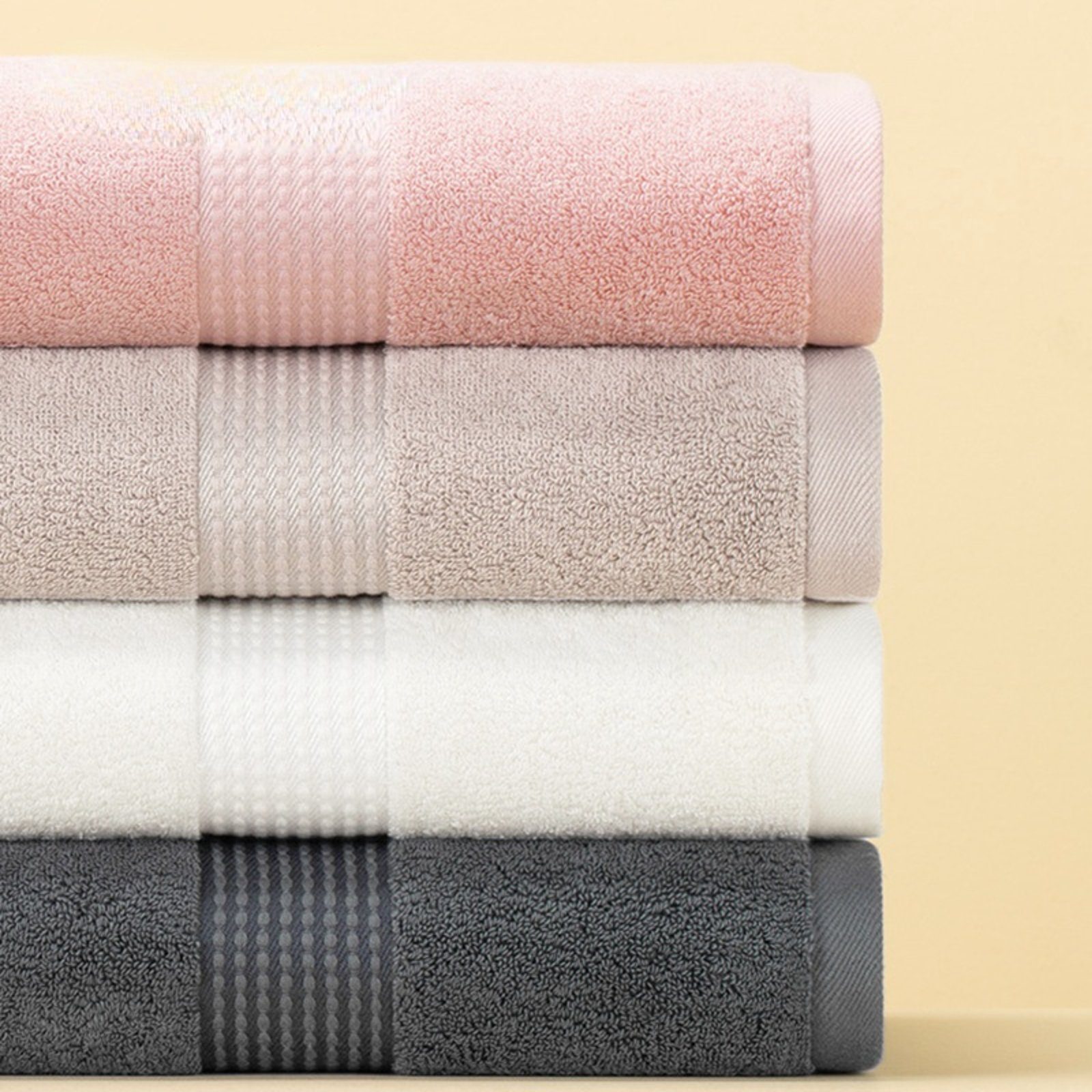 HOMEIDEAS Handtuch Set, Baumwolle, (4-tlg), Verdicktes, einfarbiges Handtuch aus langstapeliger Baumwolle | Handtuch-Sets