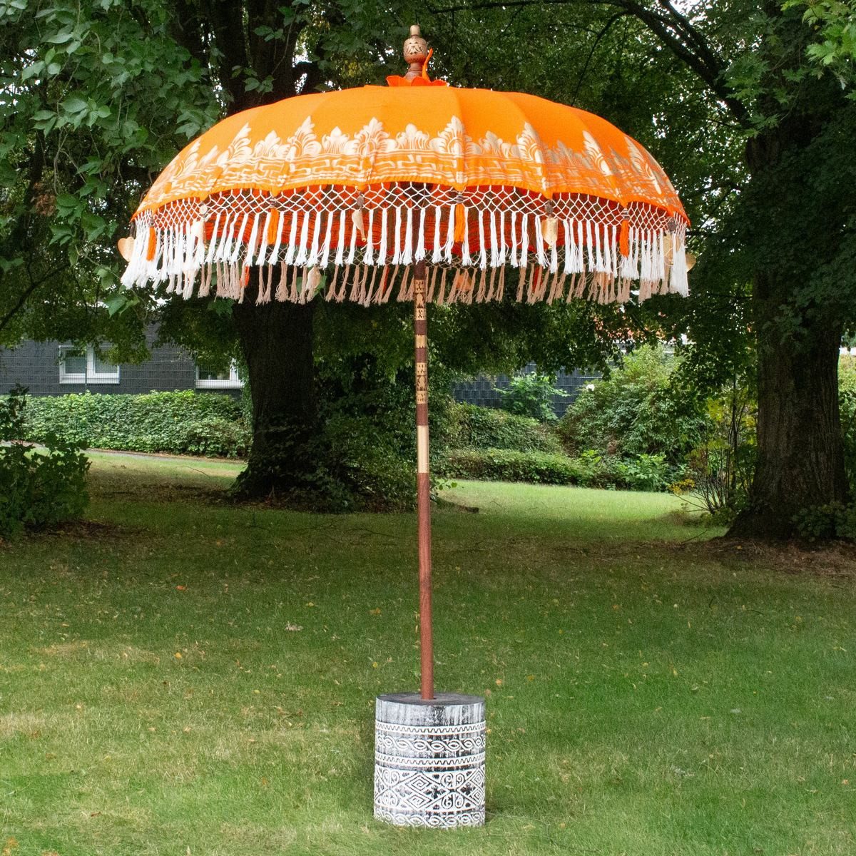 Oriental Galerie Sonnenschirm Orangener Bali Garten-Sonnenschirm, 180 cm Surya