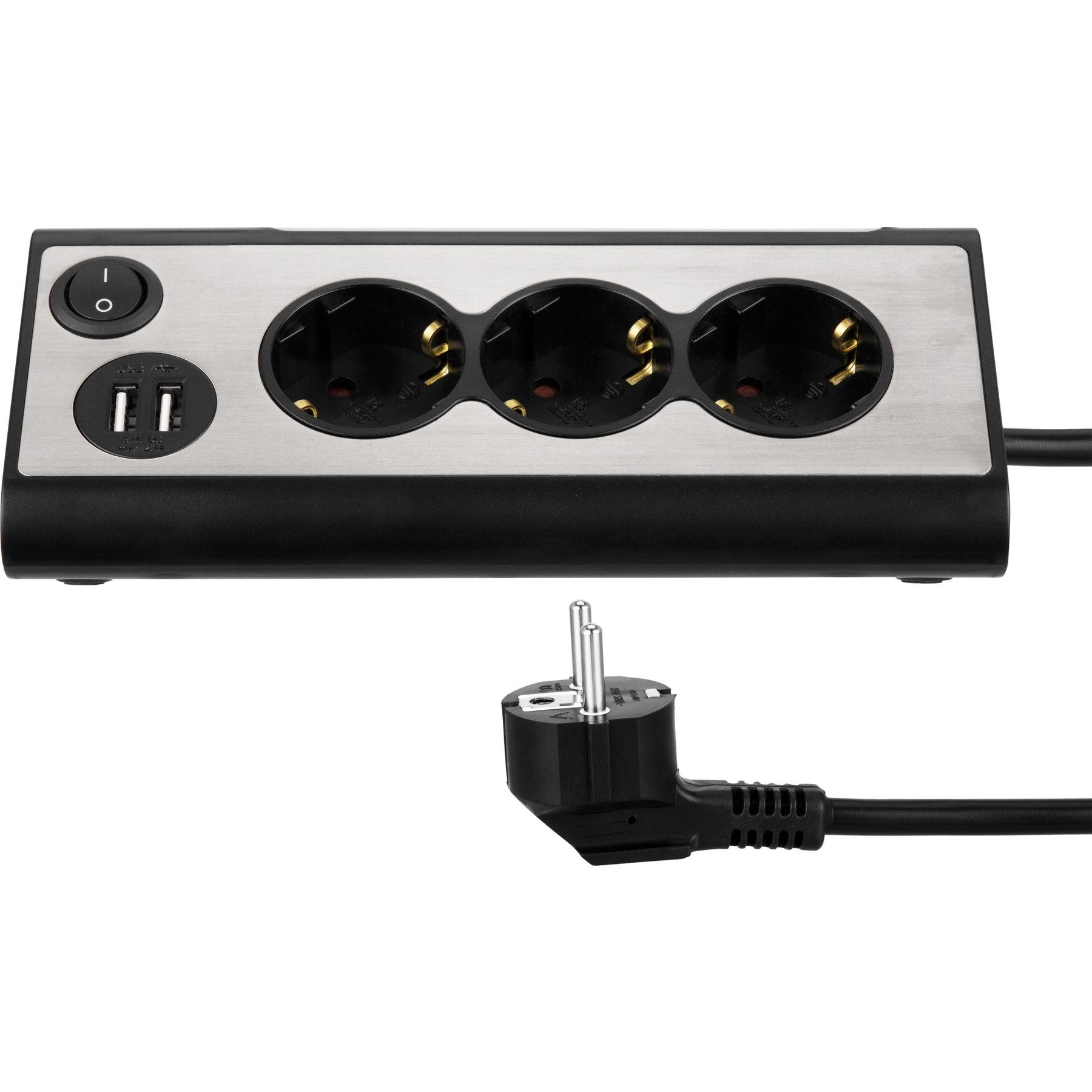 REV Steckdosenblock, 3-fach, 2x USB, beleuchtet Steckdosenleiste