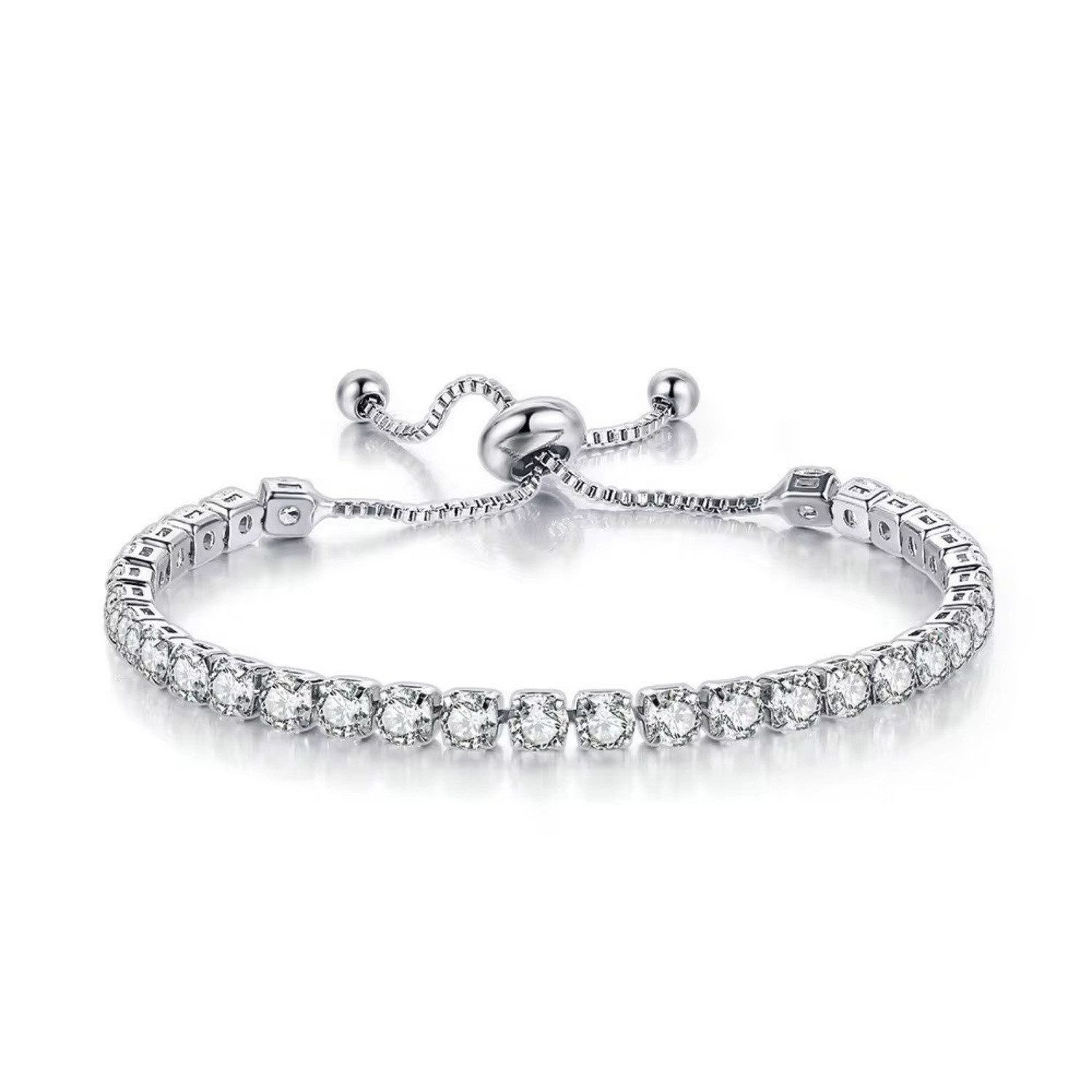 Tennisarmband Verstdellbares Damen Tennisarmband 4mm Zirkonia Armband 17-20cm