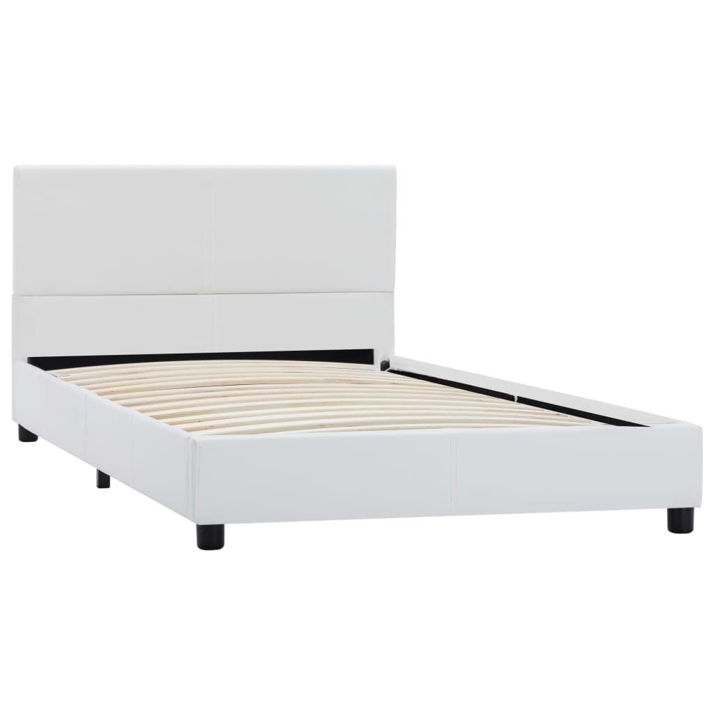 vidaXL Bett Bettgestell Weiß Kunstleder 90x200 günstig online kaufen