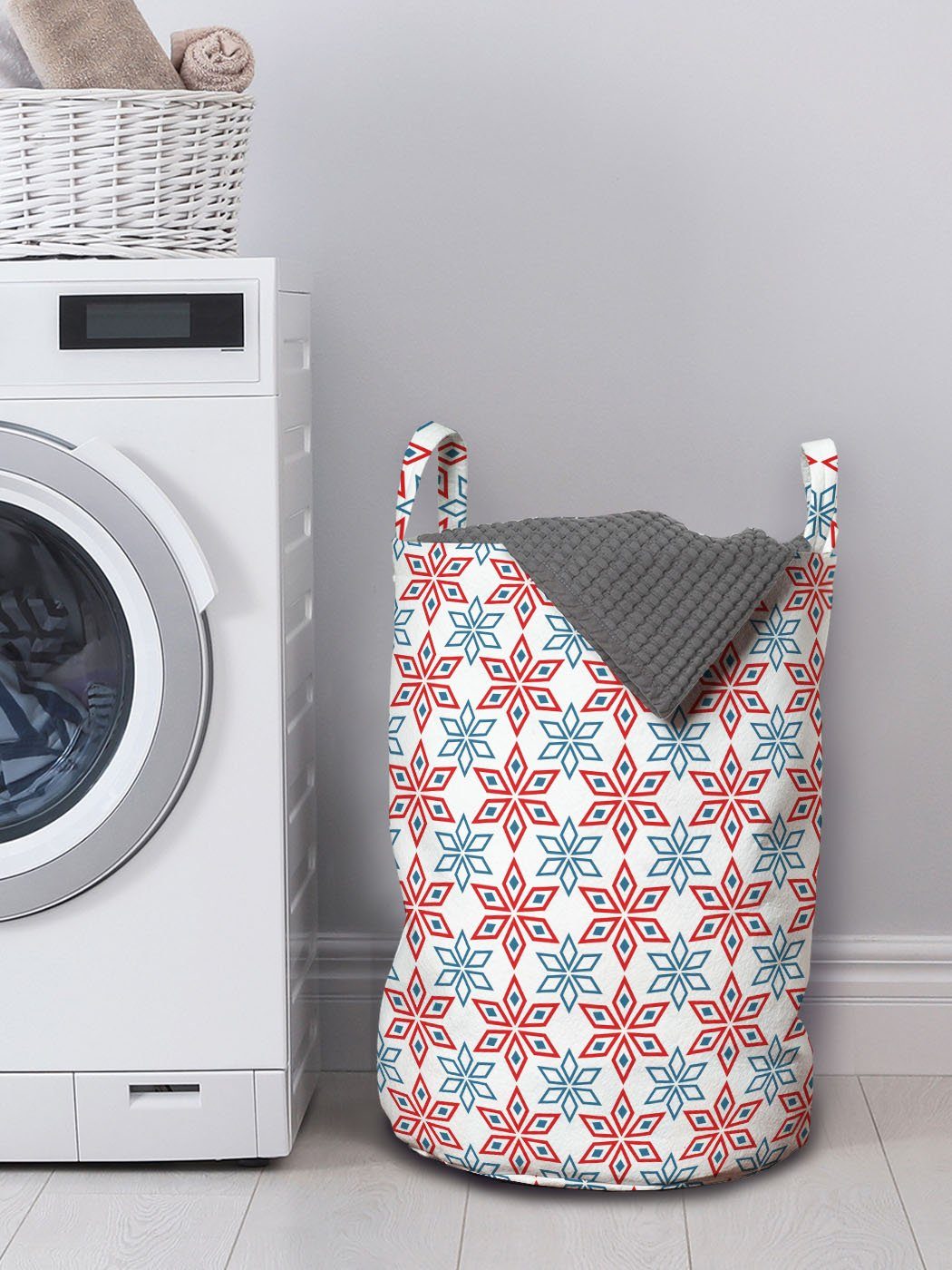 Abakuhaus Wäschesäckchen Wäschekorb mit Rhombus Griffen Petals Waschsalons, für Abstrakt Kordelzugverschluss Stil