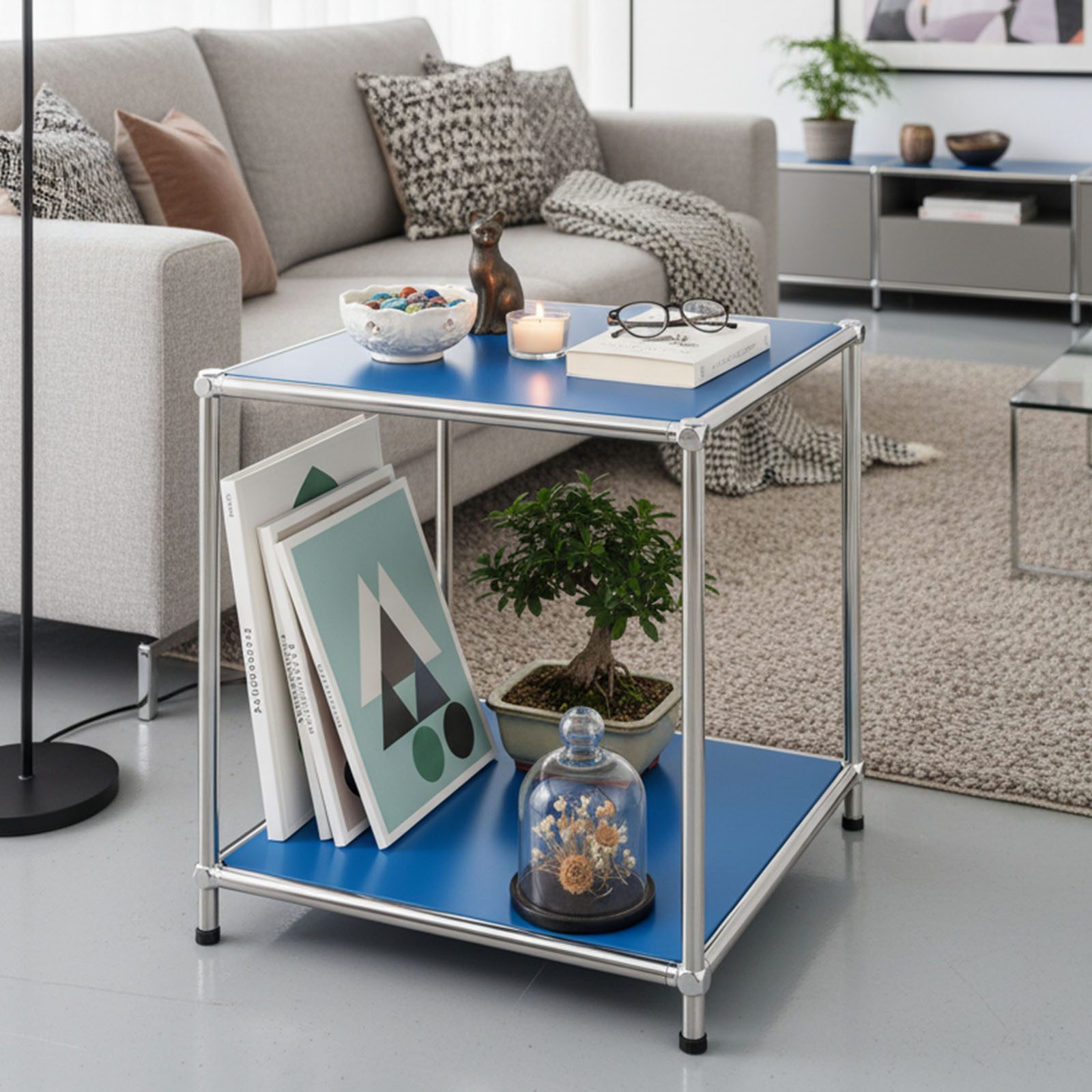 Floordirekt Standregal Concept Epure MK-012 Metallregal, B40 × T40 × H46 cm, diverse Farben, modular, Beistelltisch mit offenen Ablagen, verchromtes Metallgeste – Bild 2 von 5