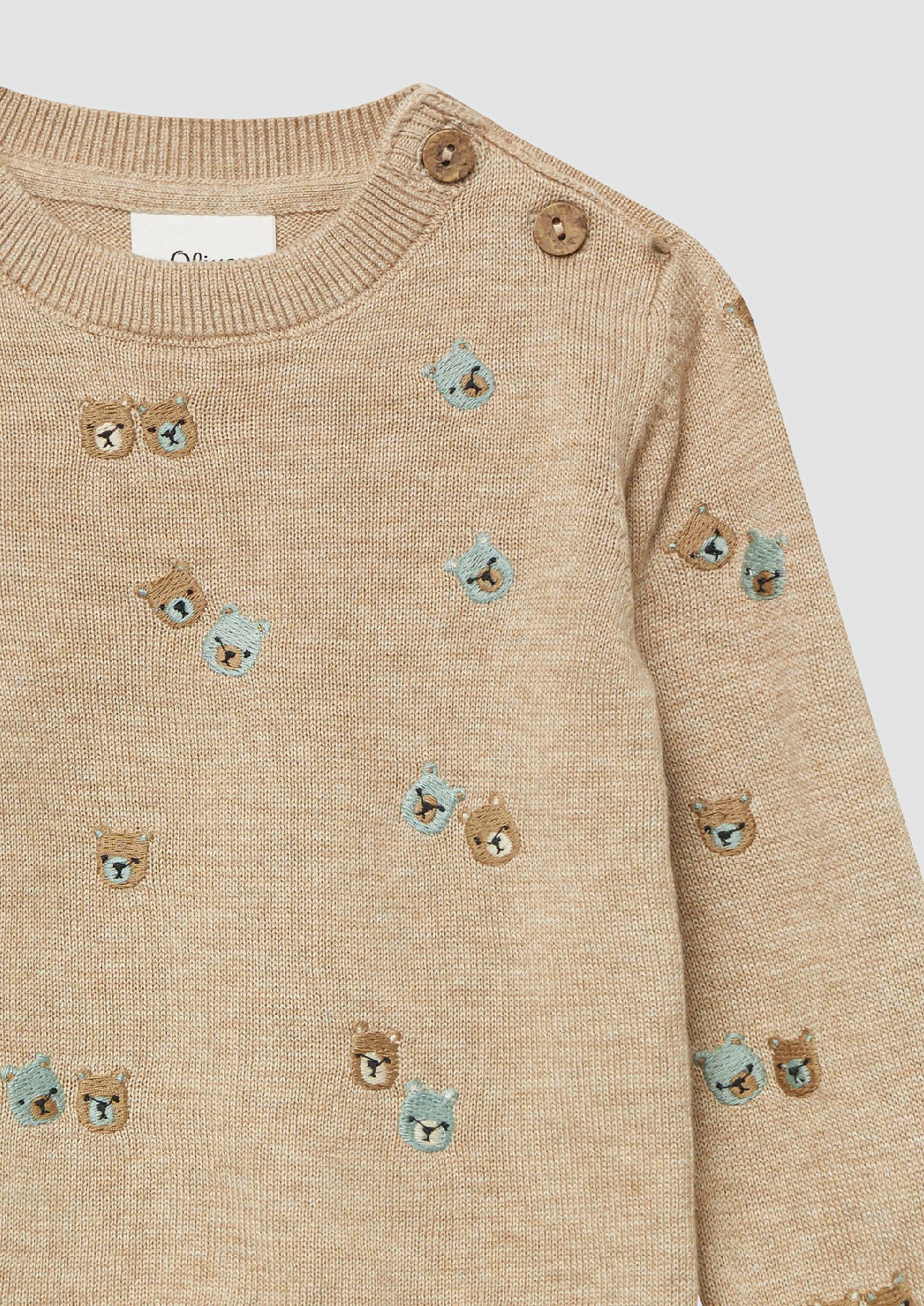s.Oliver Longpullover Strickpullover Unisex Strickpulli mit Bärchenstickerei