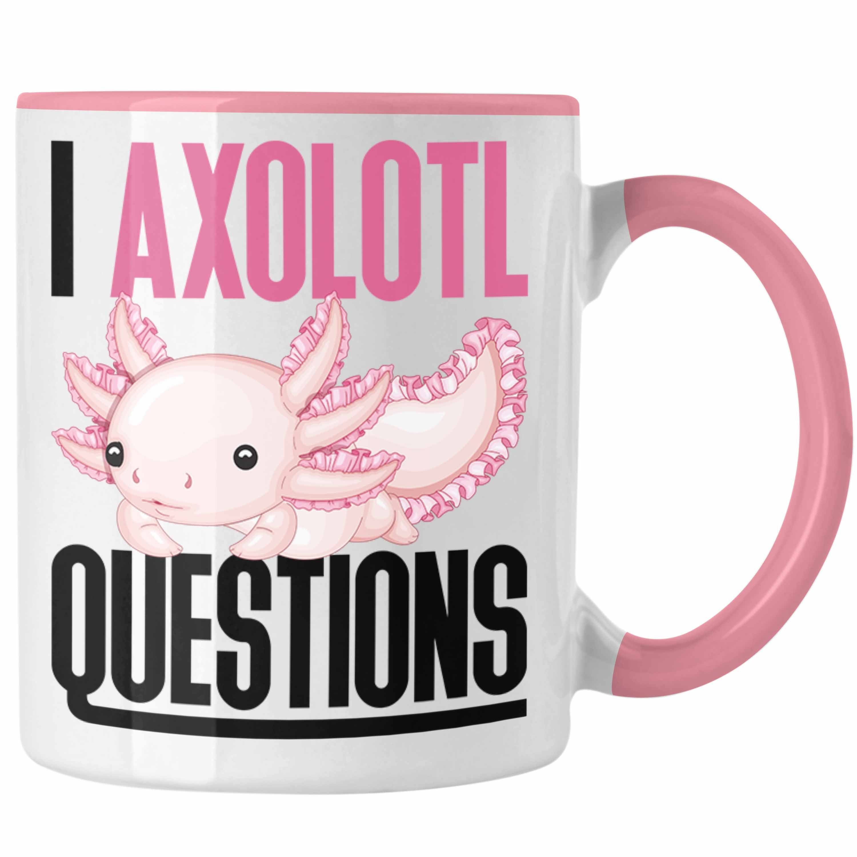 Trendation Tasse Axolotl Tasse Geschenk Schwanzlurch Gamer I Axolotl Questions Geschenk Rosa