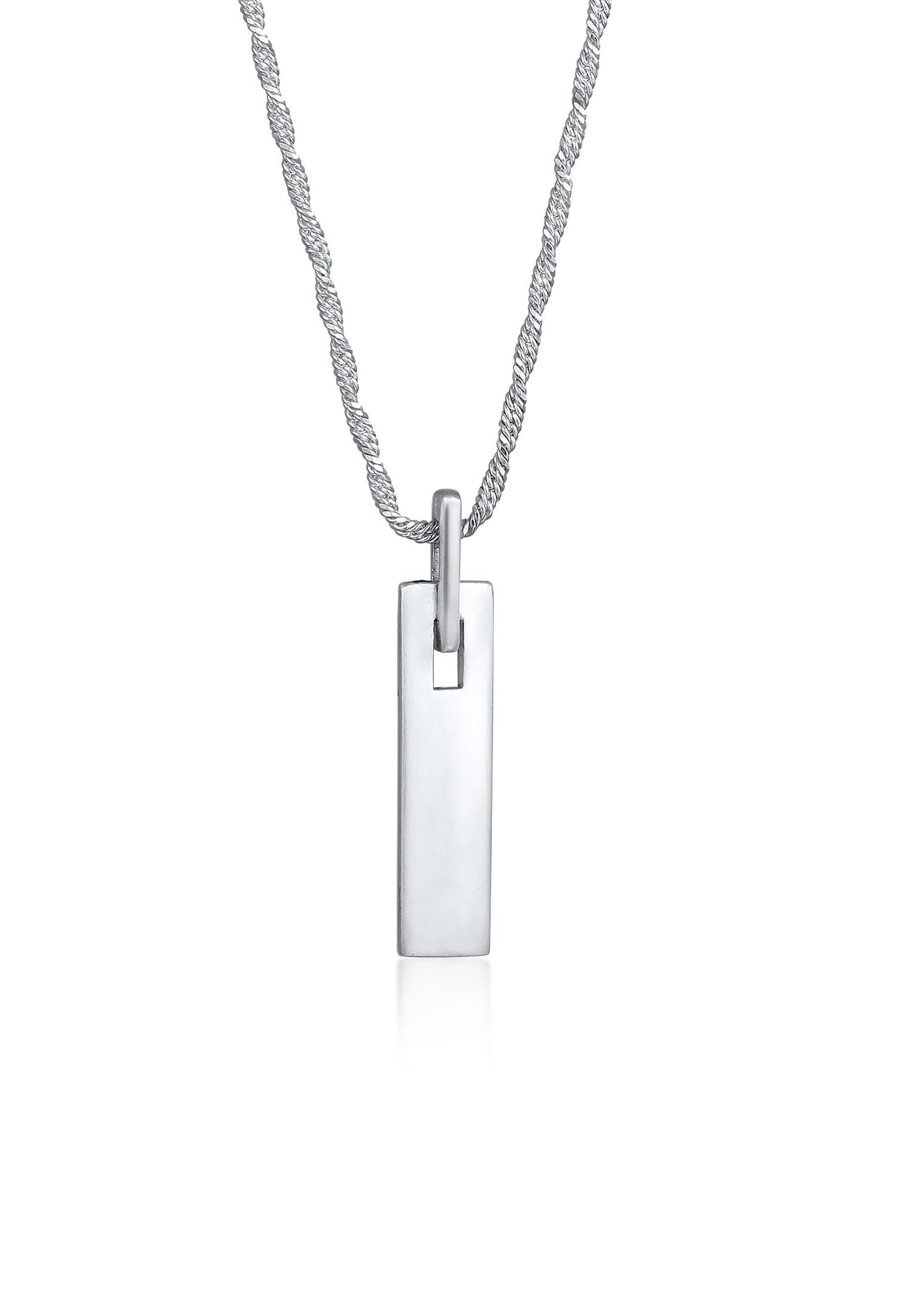 Kette mit Anhänger Bar Plättchen Rechteck oxidiert 925 Silber