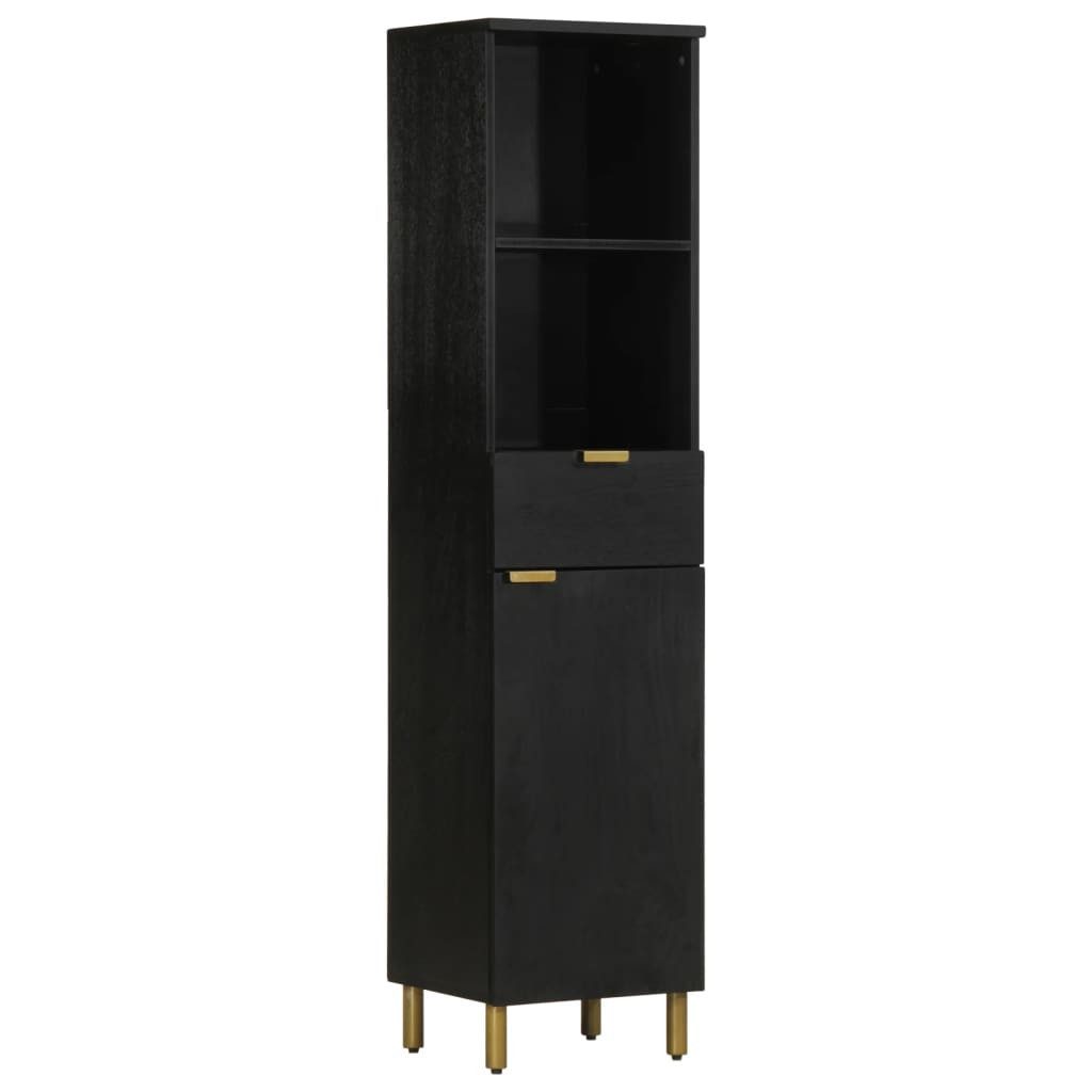 vidaXL Badezimmer-Set Badschrank Schwarz 38x33x160 cm günstig online kaufen