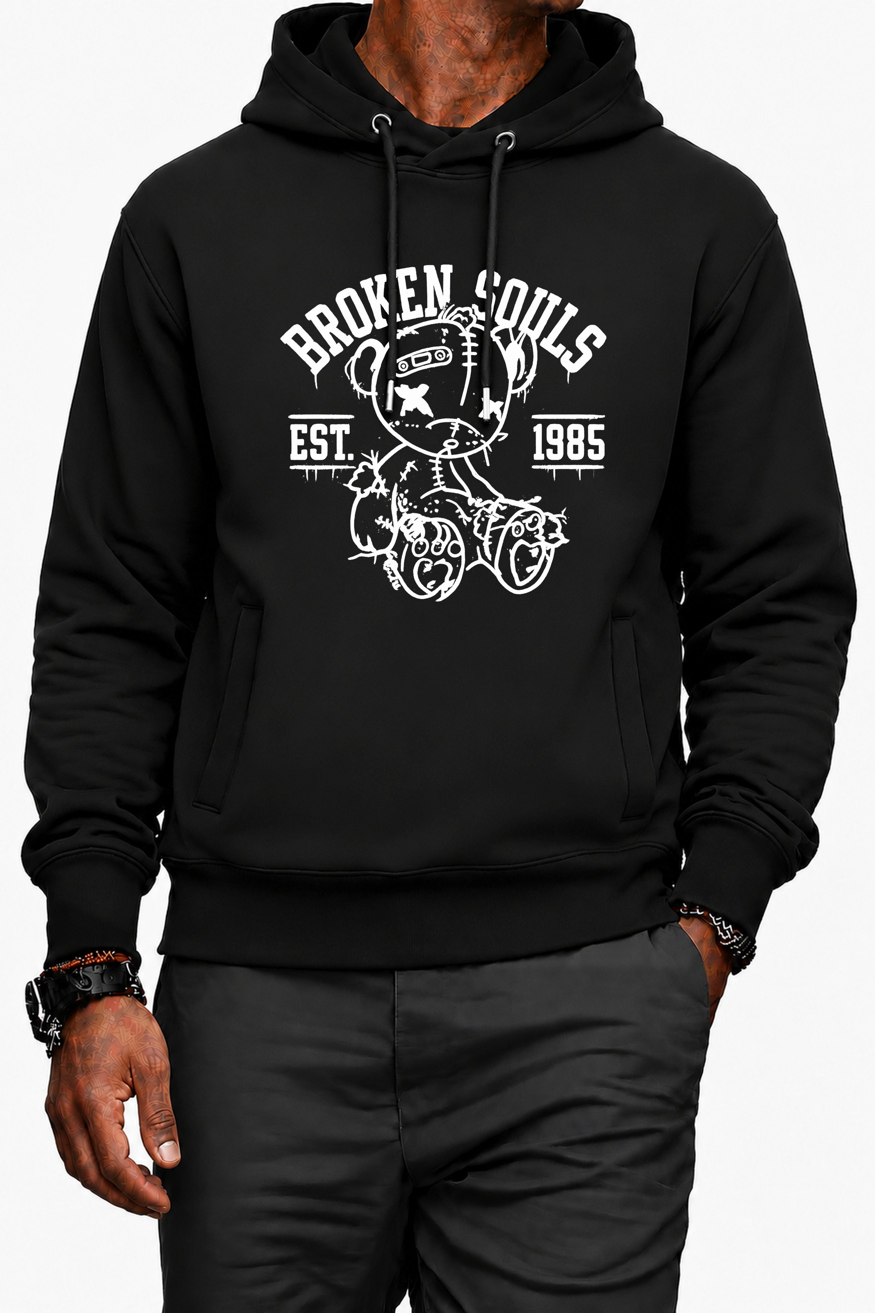 Banco Hoodie Herren Kapuzenpullover Pullover Pulli Langarmshirt "Broken Souls" mit Kapuze und 2 Taschen