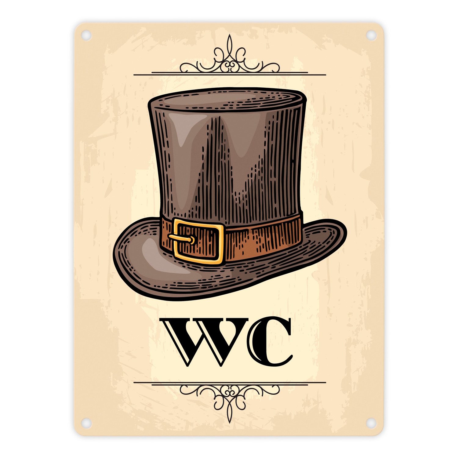 speecheese Metallschild Vintage Herren WC Schild mit Zylinder in beige Blec günstig online kaufen