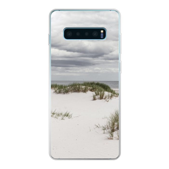 MuchoWow Handyhülle Eine Wolkenformation über weißen Dünen Phone Case Handyhülle Samsung Galaxy S10+ Silikon Schutzhülle