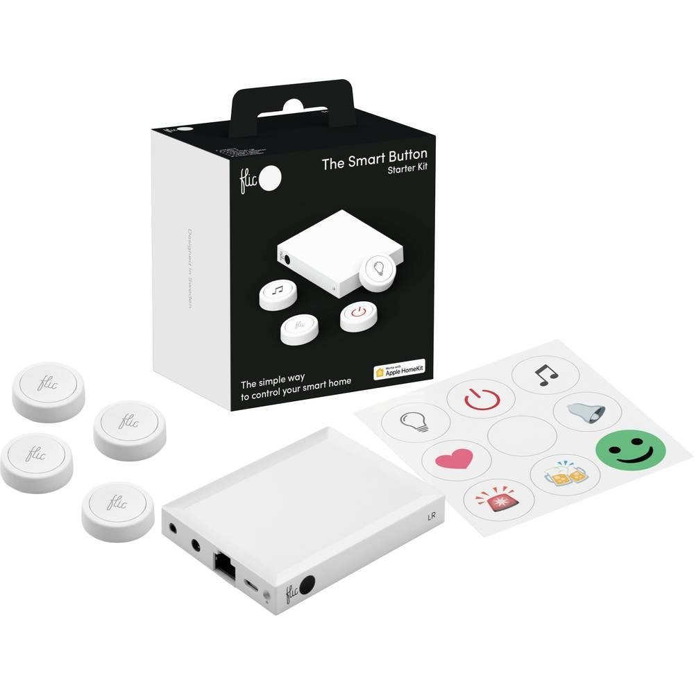 FLIC Starter-Kit: vier Smart Buttons Starter-Set Smart-Home -Hub mit