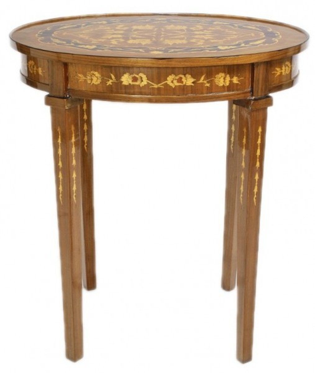 Möbel x Beistelltisch Beistelltisch Barock Ludwig 50cm Antik - - Padrino Tisch Intarsien Mahagoni Stil Casa H80 XVI