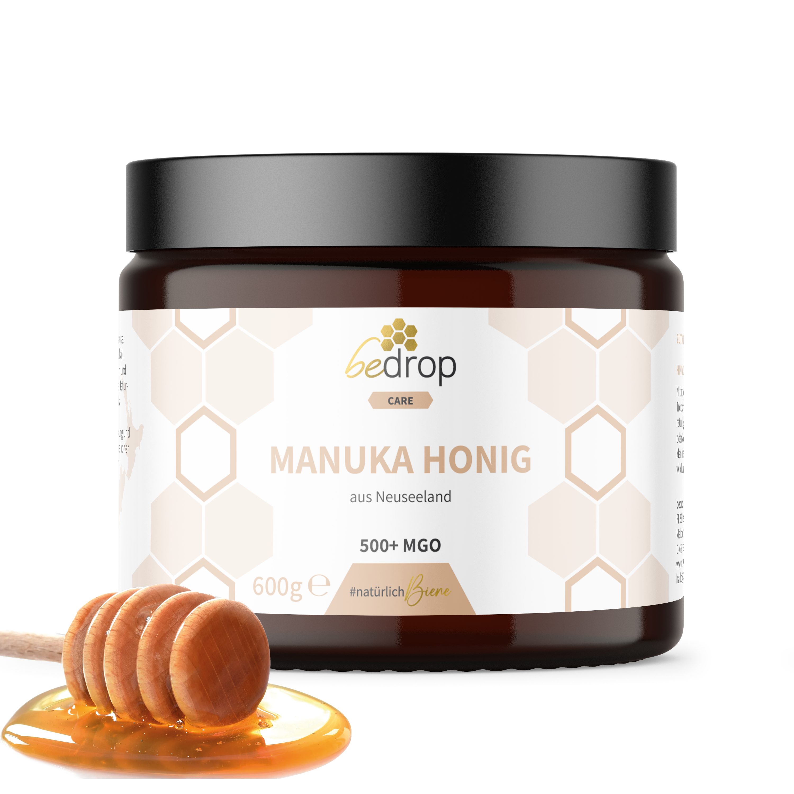 bedrop Honig Manuka Honig I XXL Glas mit MGO +500 aus Neuseeland, 1 x 140 g, (Packung, Original 100% natürlich - Echter Manuka Honig mit MGO Gehalt +500), MGO Gehalt über +500