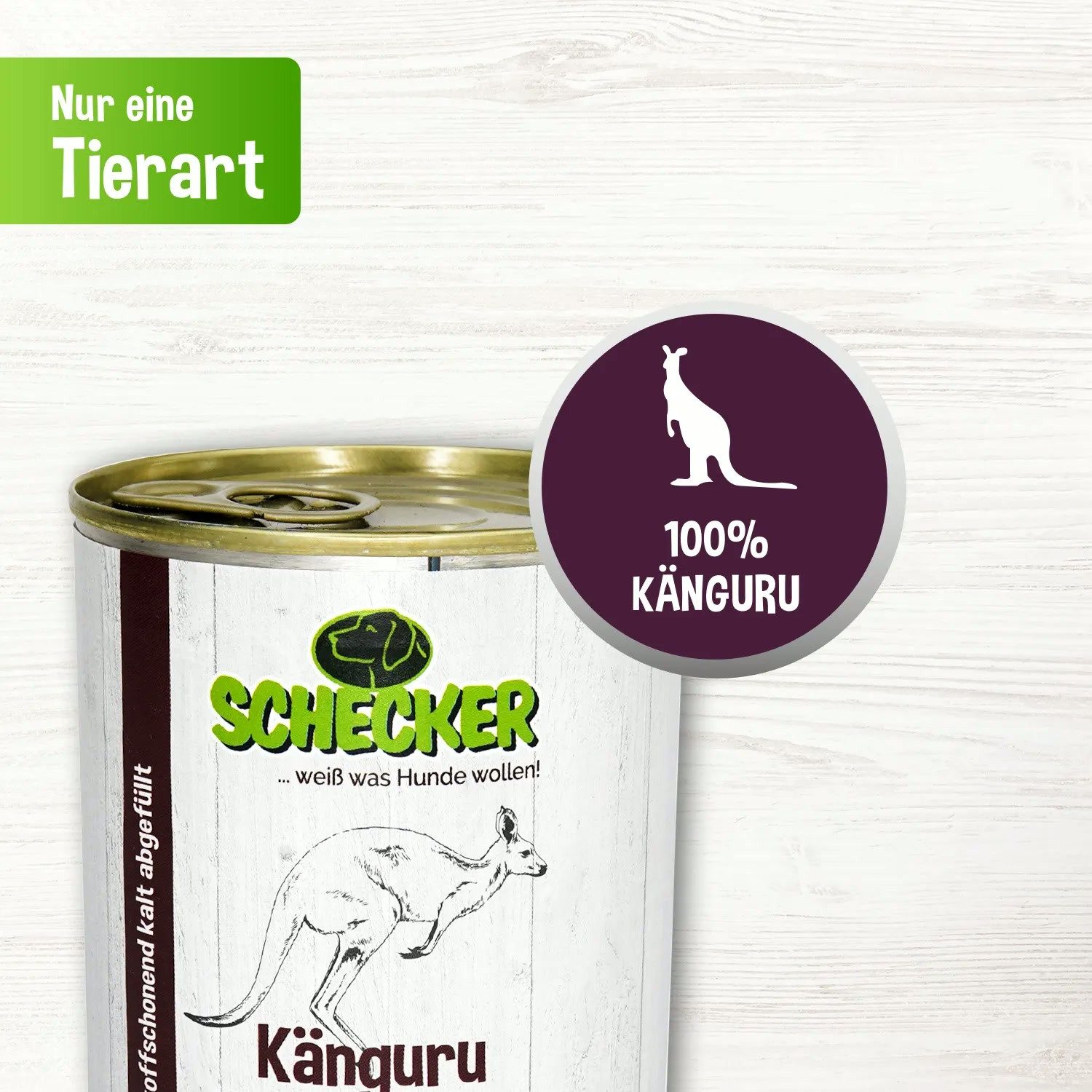 Schecker Hundefutter Känguru PUR - ohne Getreide Känguru, Nassfutter für: Hunde, Ohne Getreide, Gluten, Farb- oder Konservierungsstoffe