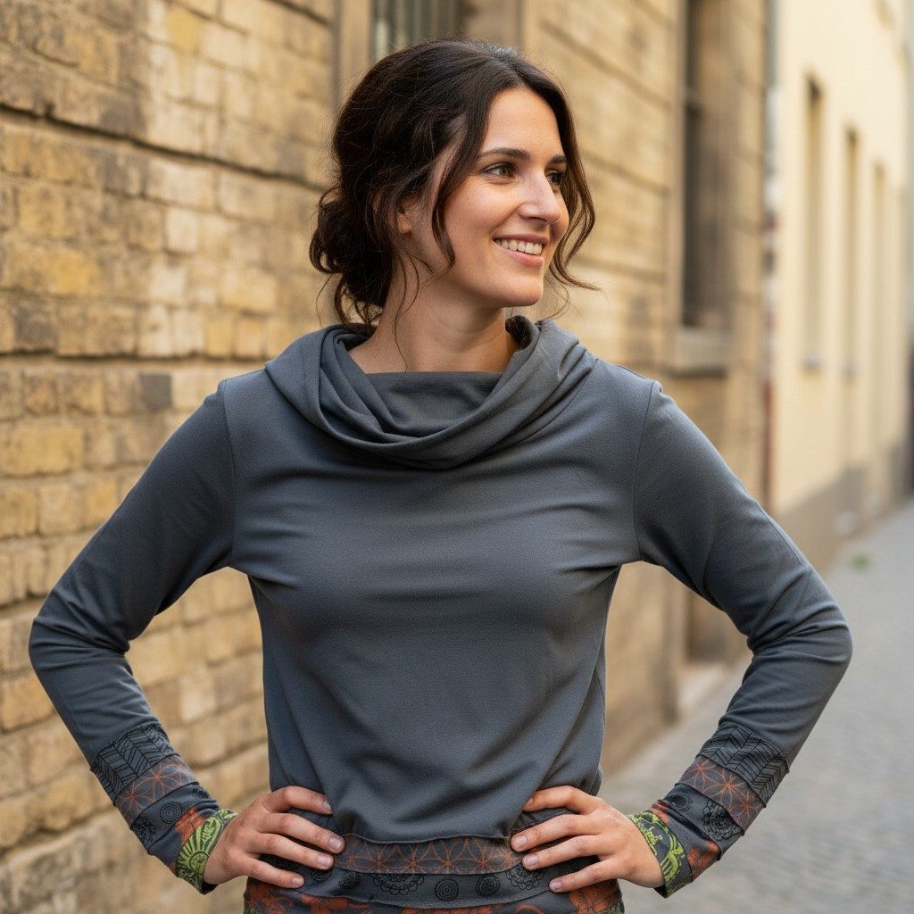 Guru-Shop Longsleeve Kapuzenshirt, Boho Patchwork Shirt mit.. alternative B günstig online kaufen