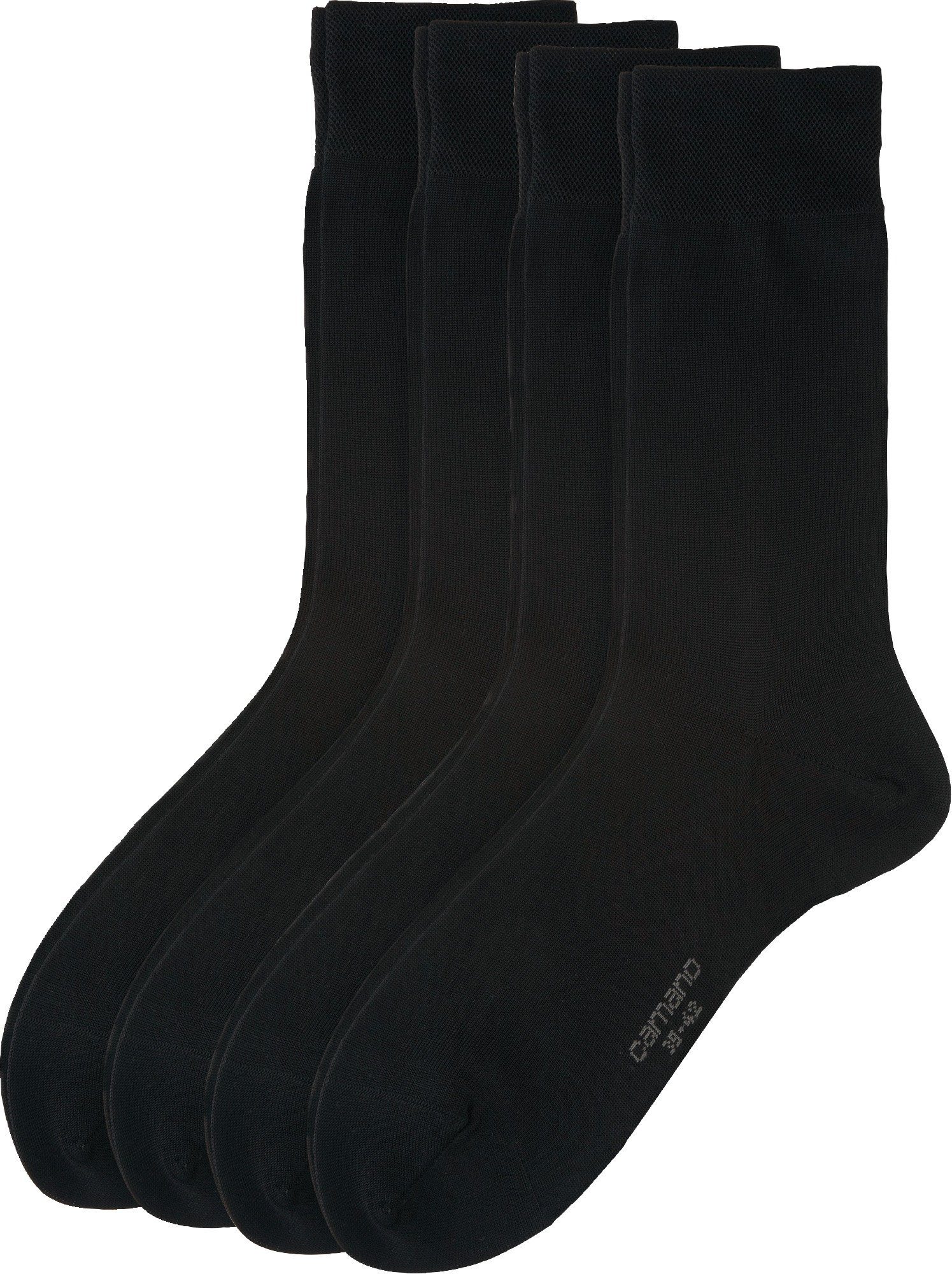 Camano Socken Herren Business-Socken 4 Paar Uni schwarz