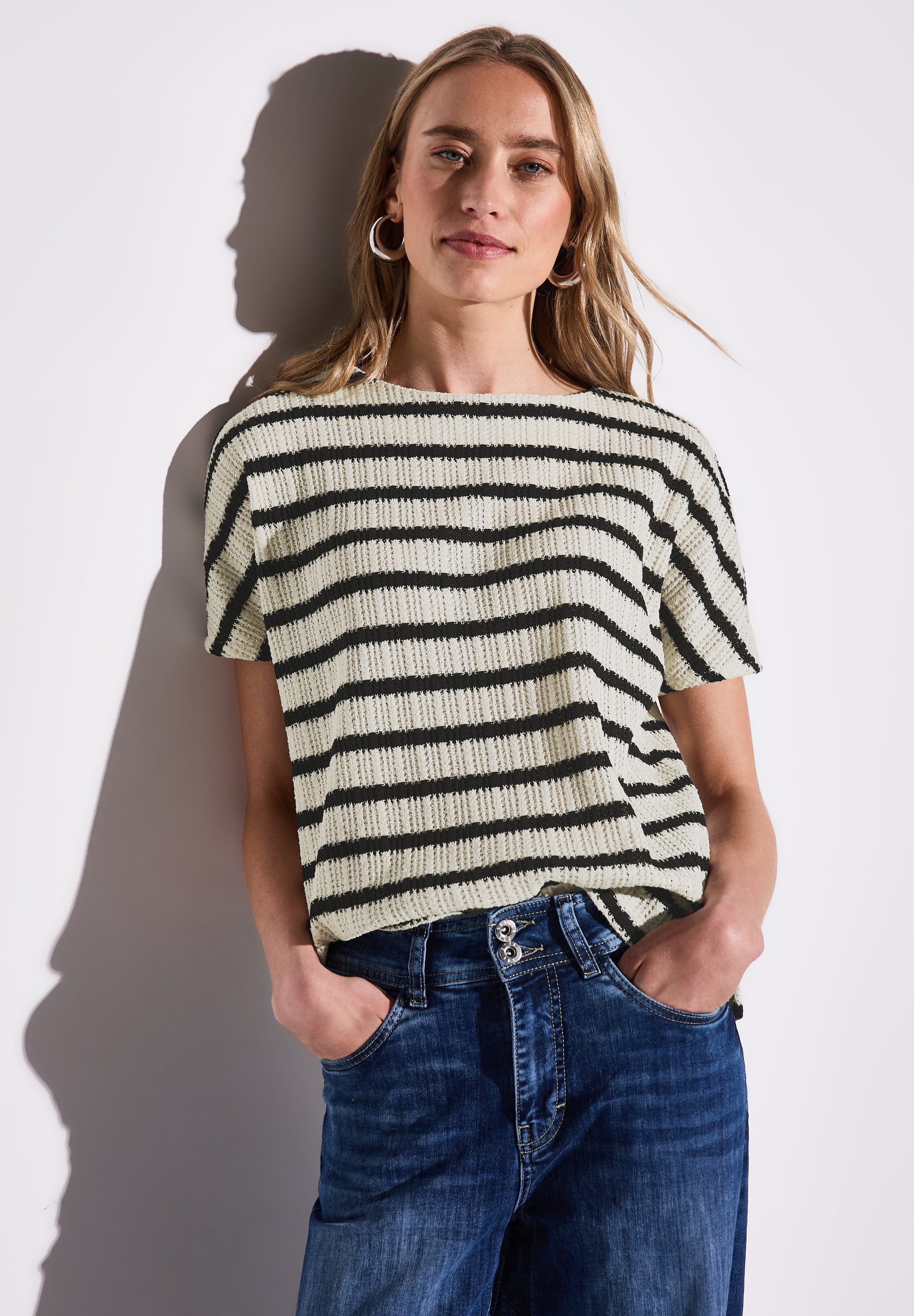 Street One Damen Strickpullover – Gestreift, Grobstrick, Mit Stehkragen, Mehrfarbig
