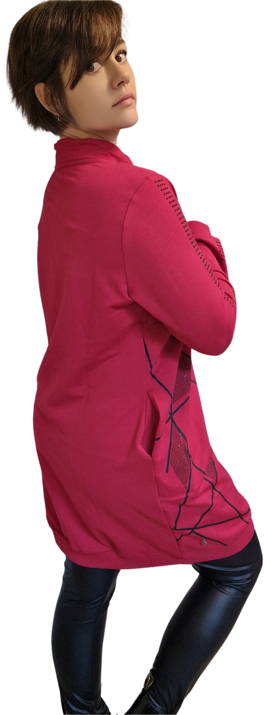 Gio Milano Sweatkleid G25-1100 mit Strassbesatz und Label-Details sportlich günstig online kaufen