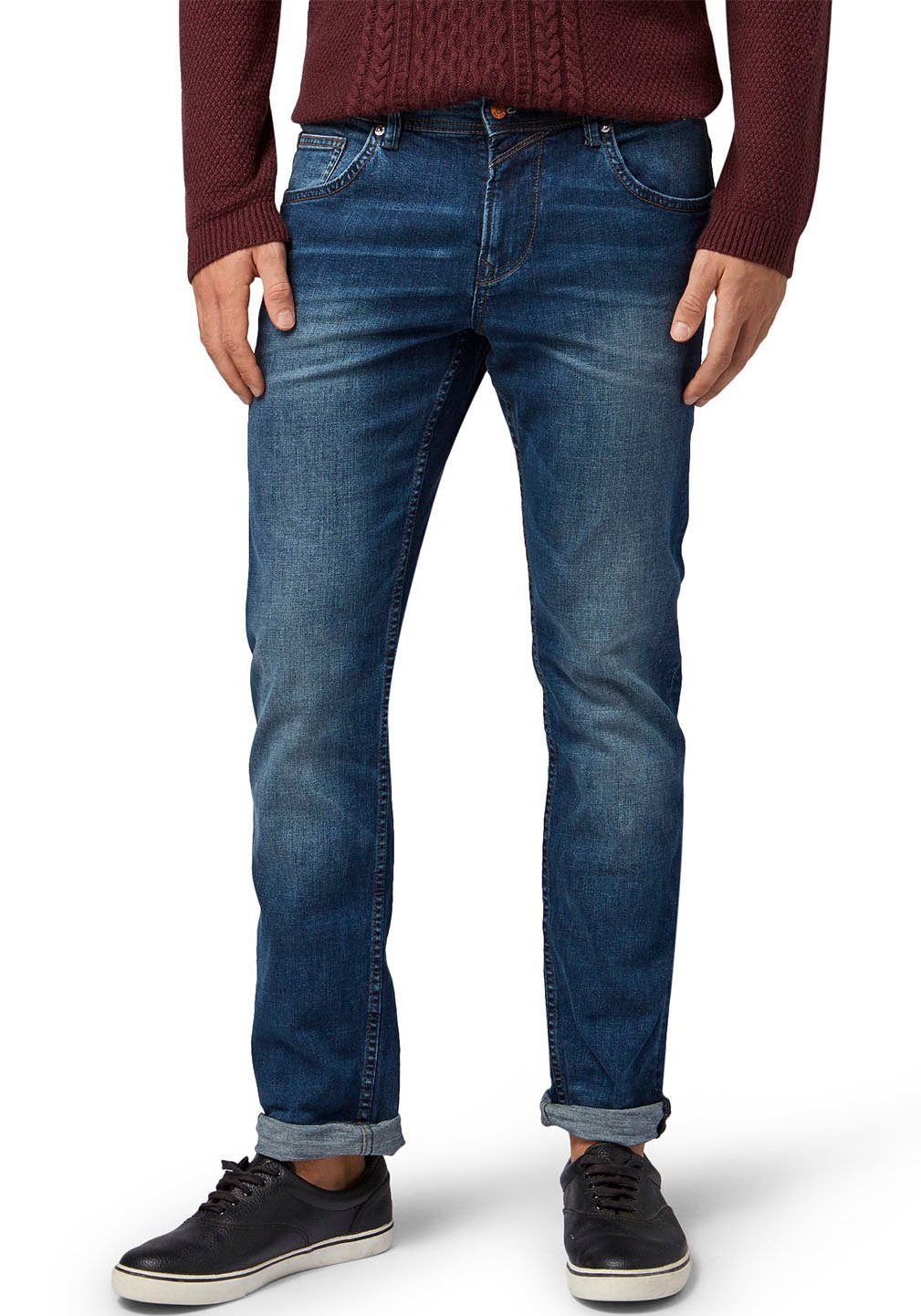 Denim mid TOM AEDAN Straight-Jeans TAILOR blue