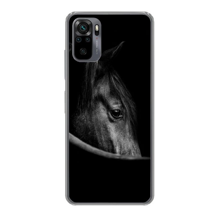 MuchoWow Handyhülle Pferde - Porträt - Schwarz - Tiere Phone Case Handyhülle Xiaomi Redmi Note 10S Silikon Schutzhülle