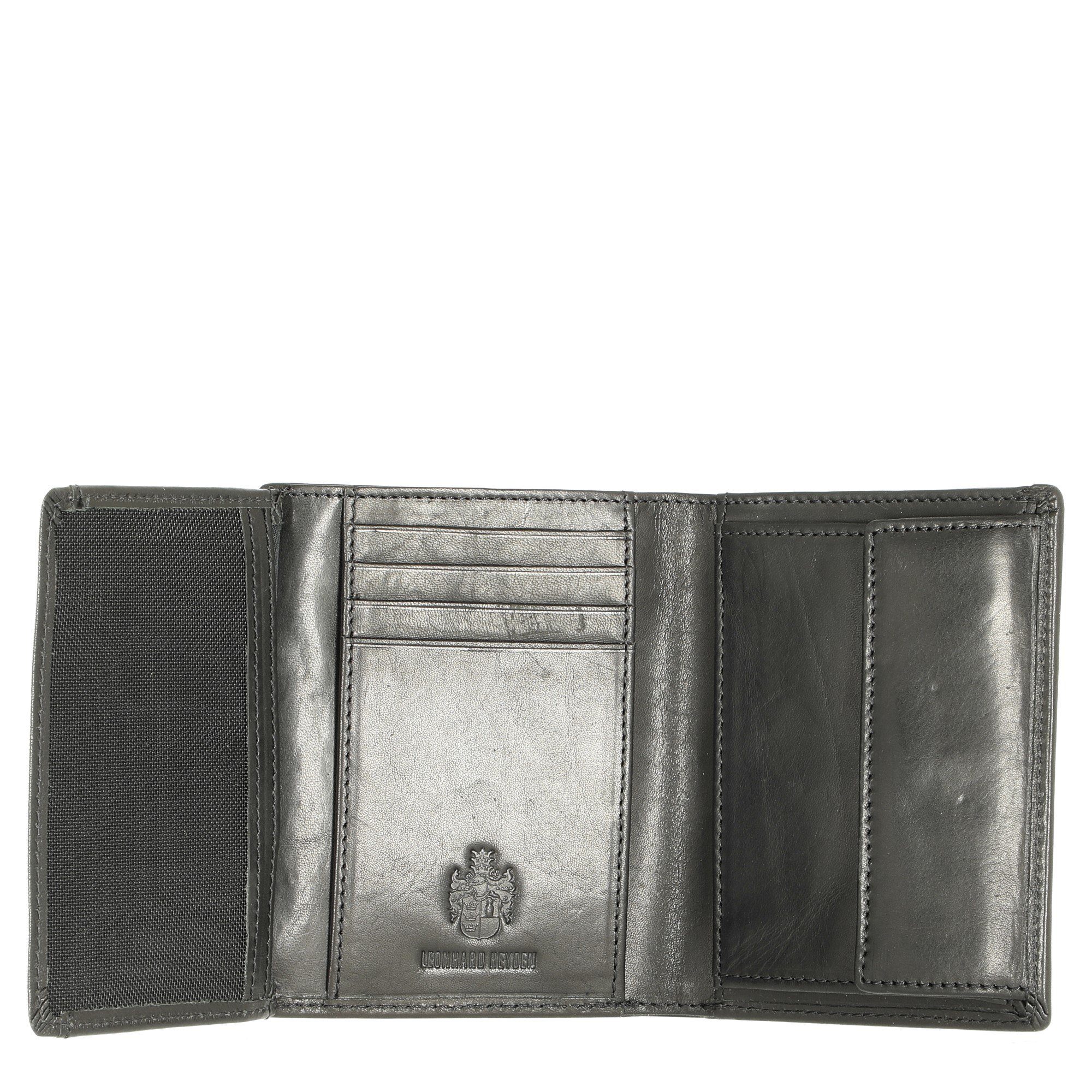 Leonhard Heyden Roma 11 - (1-tlg) Geldbörse cm schwarz mit Münzfach Leder Herrengeldbörse